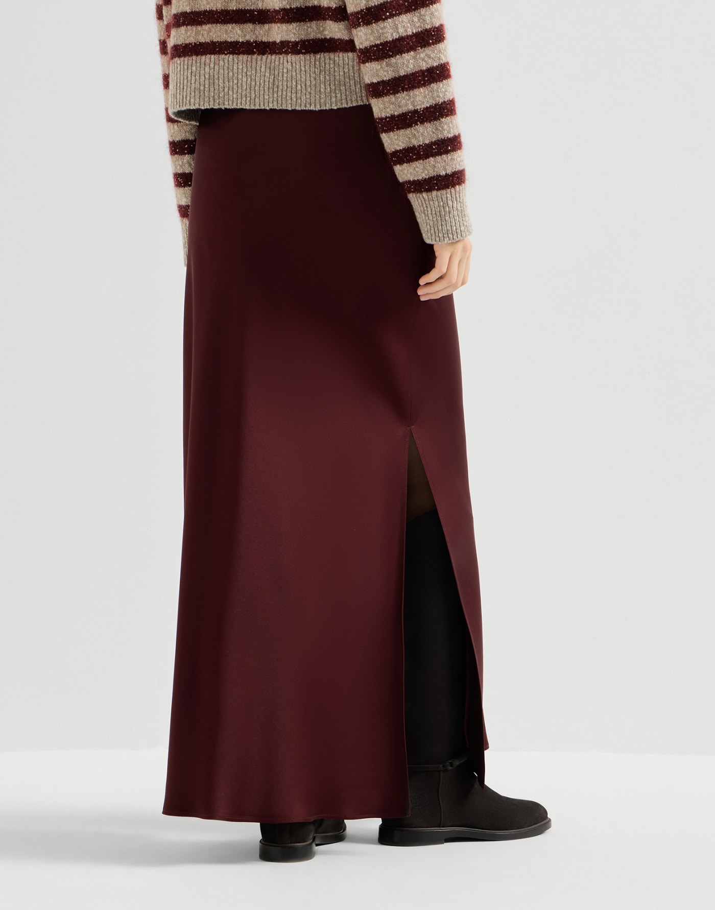 Fluid Bias-Cut skirt Wine Woman - Brunello Cucinelli