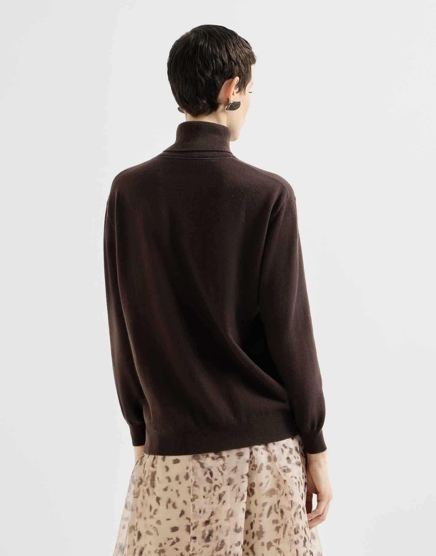 Jersey cuello alto de cachemir Café Mujer - Brunello Cucinelli