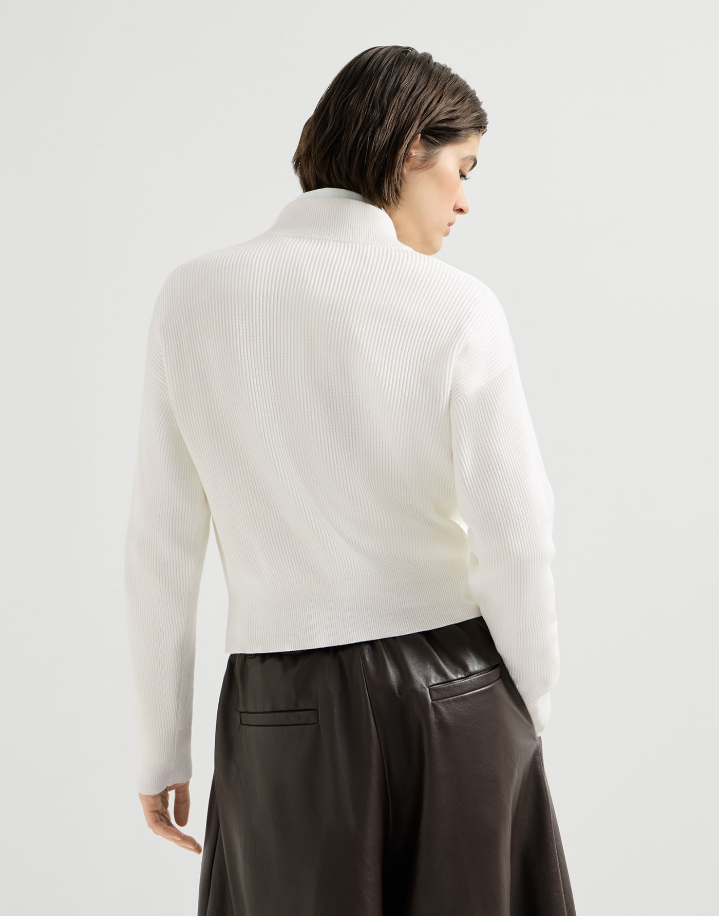 Cotton English rib knit cardigan Panama Woman - Brunello Cucinelli