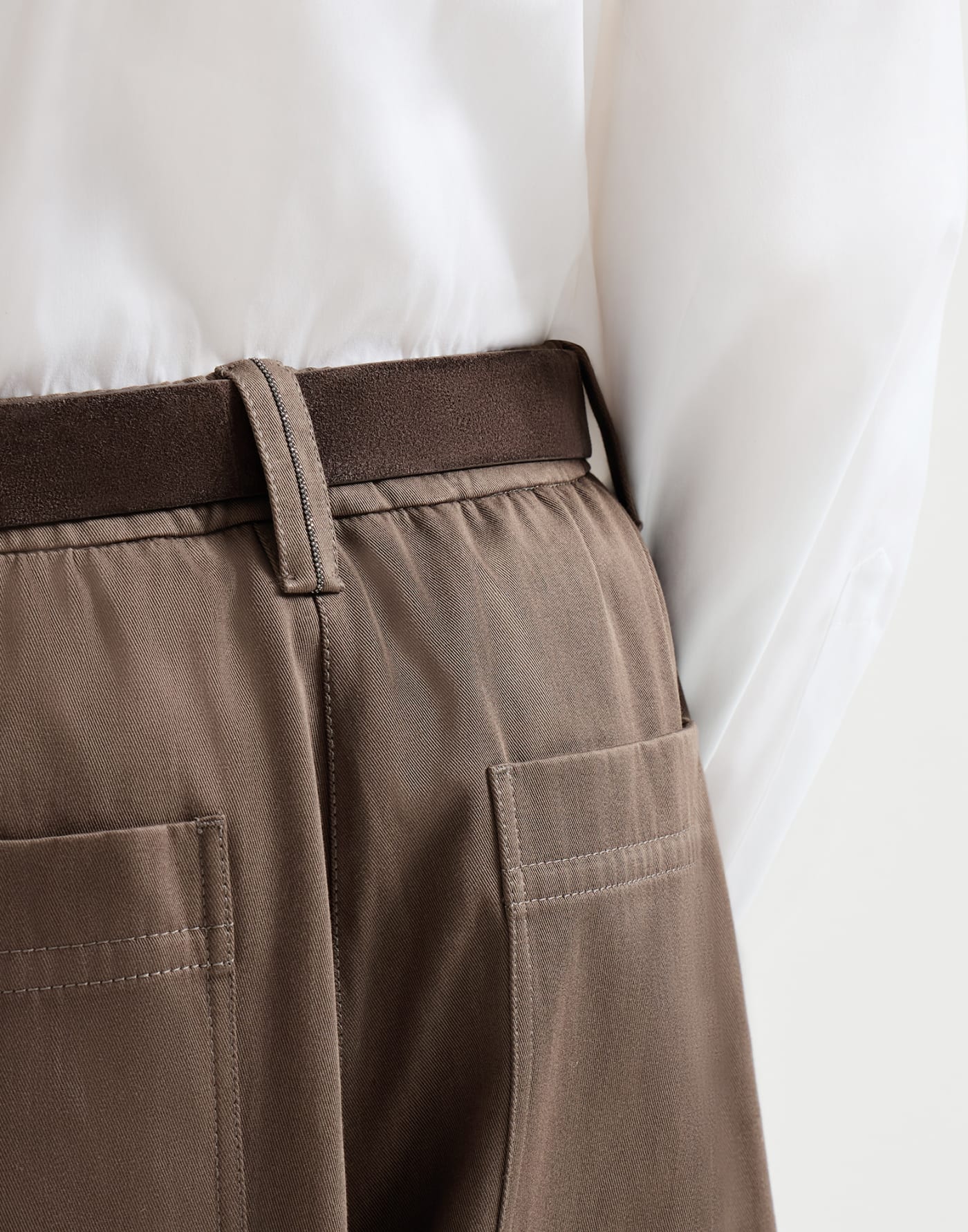 Gabardine long Bermuda shorts Pine Cone Brown Woman - Brunello Cucinelli
