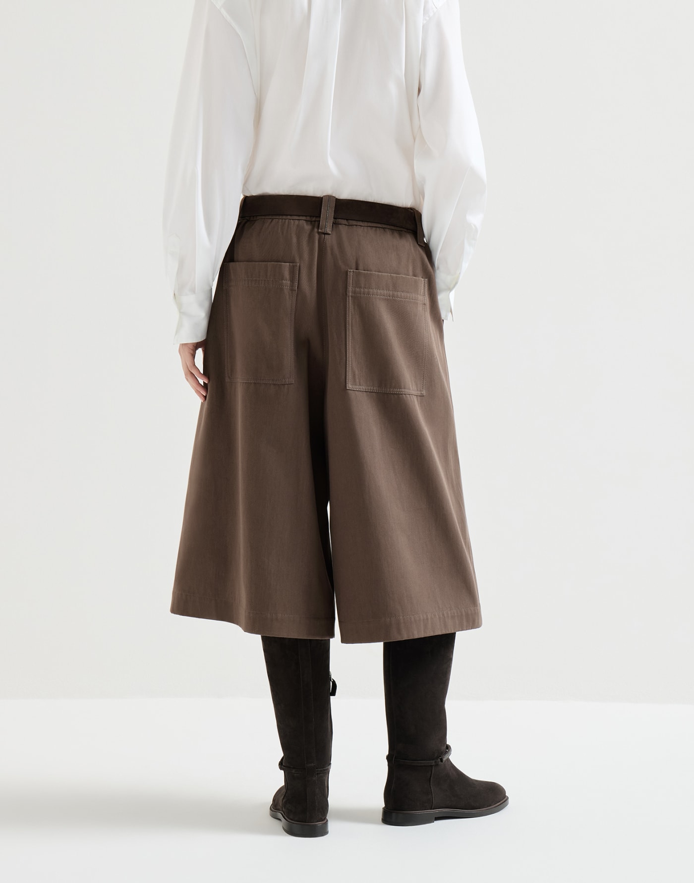 Gabardine long Bermuda shorts Pine Cone Brown Woman - Brunello Cucinelli