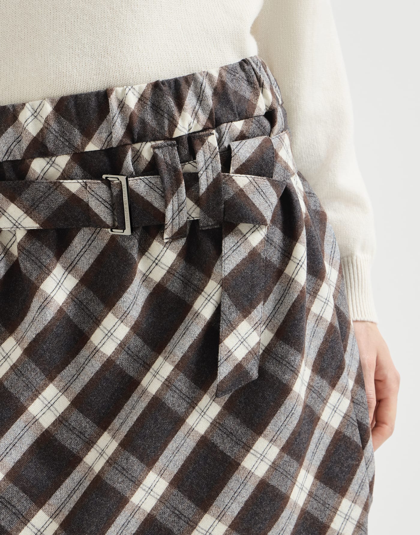 Prince of Wales flannel skirt Dark Grey Woman - Brunello Cucinelli