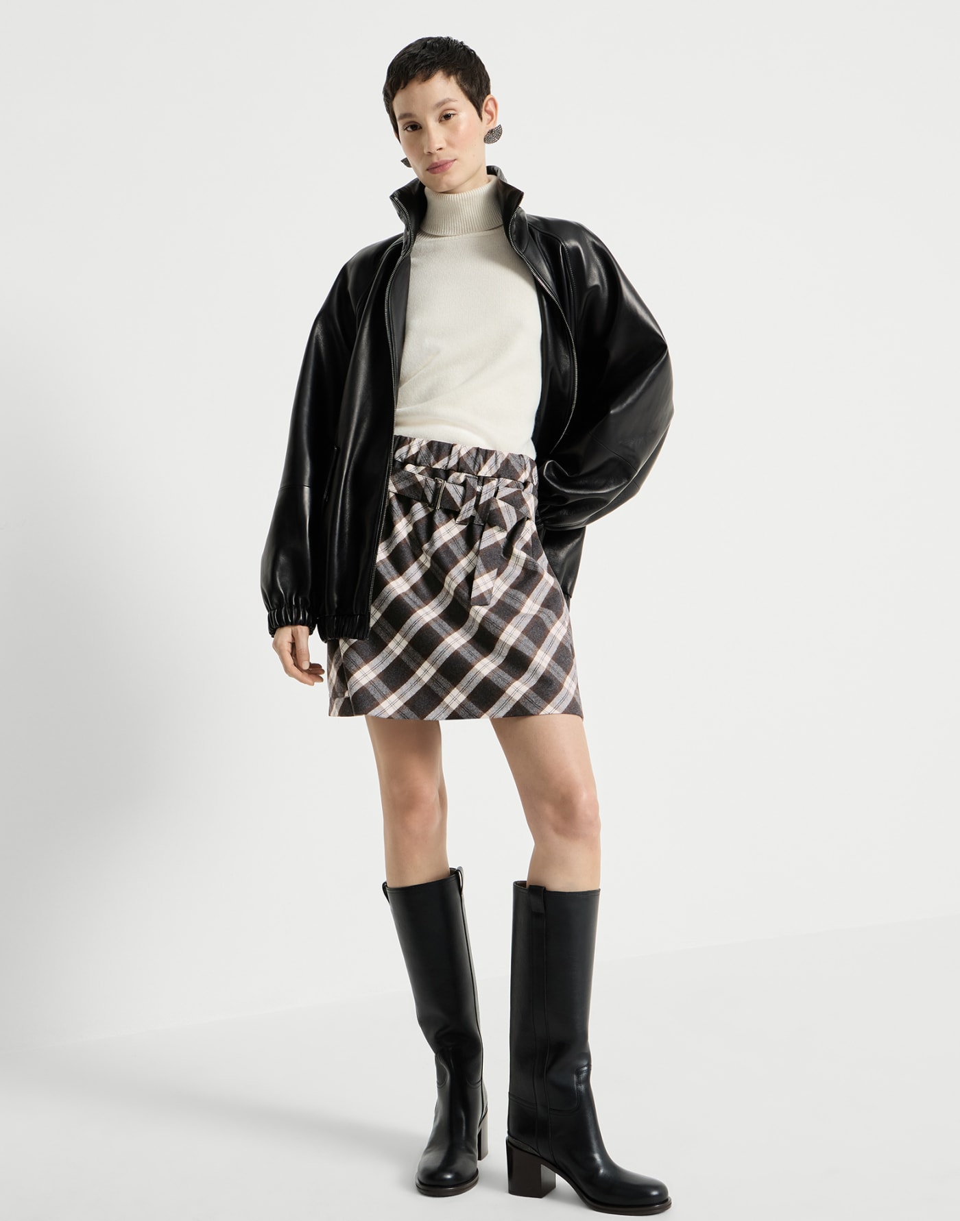 Prince of Wales flannel skirt Dark Grey Woman - Brunello Cucinelli