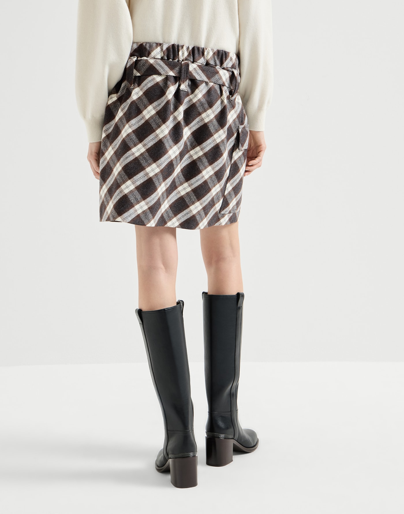 Prince of Wales flannel skirt Dark Grey Woman - Brunello Cucinelli
