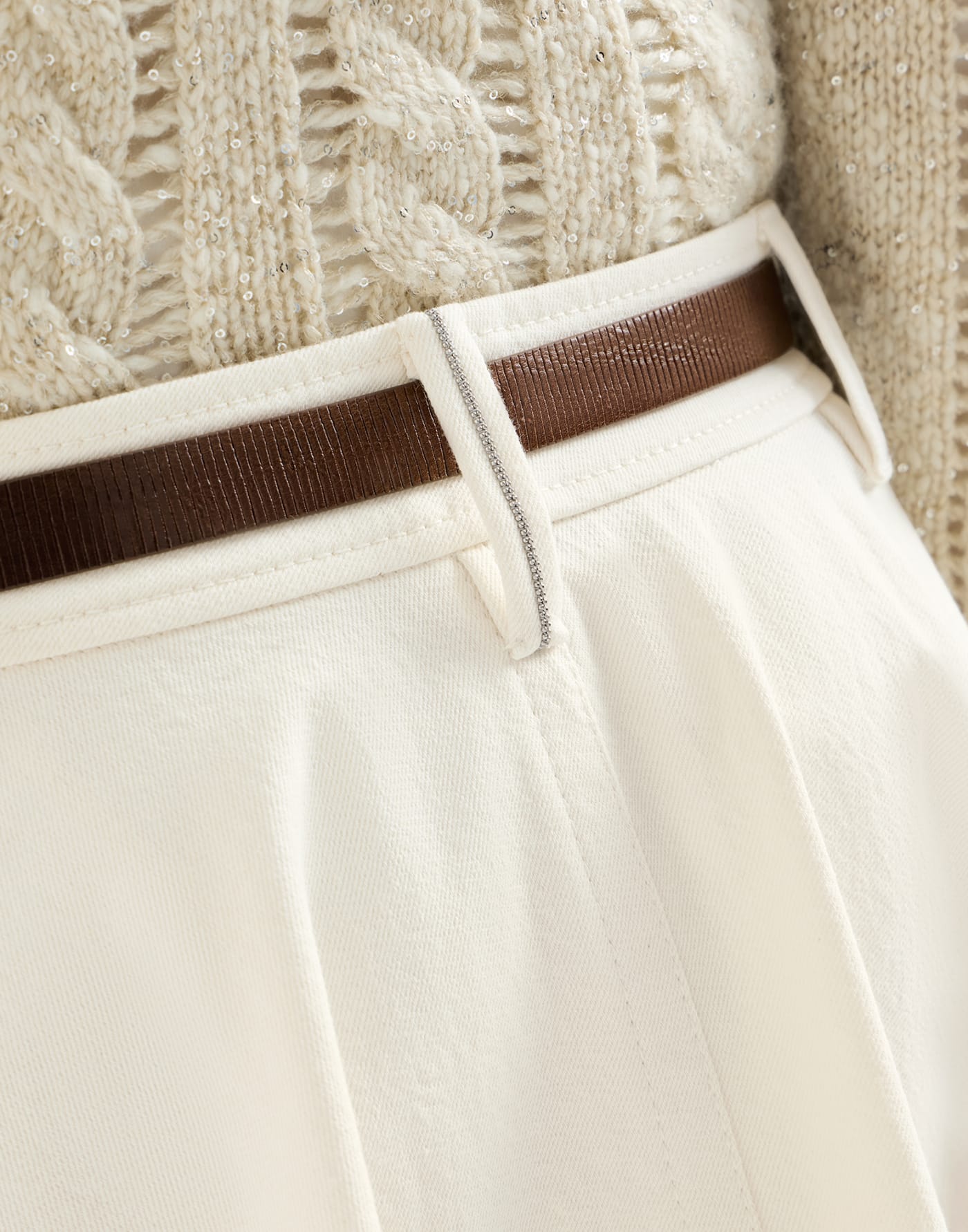 Denim full skirt with monili Panama Woman - Brunello Cucinelli