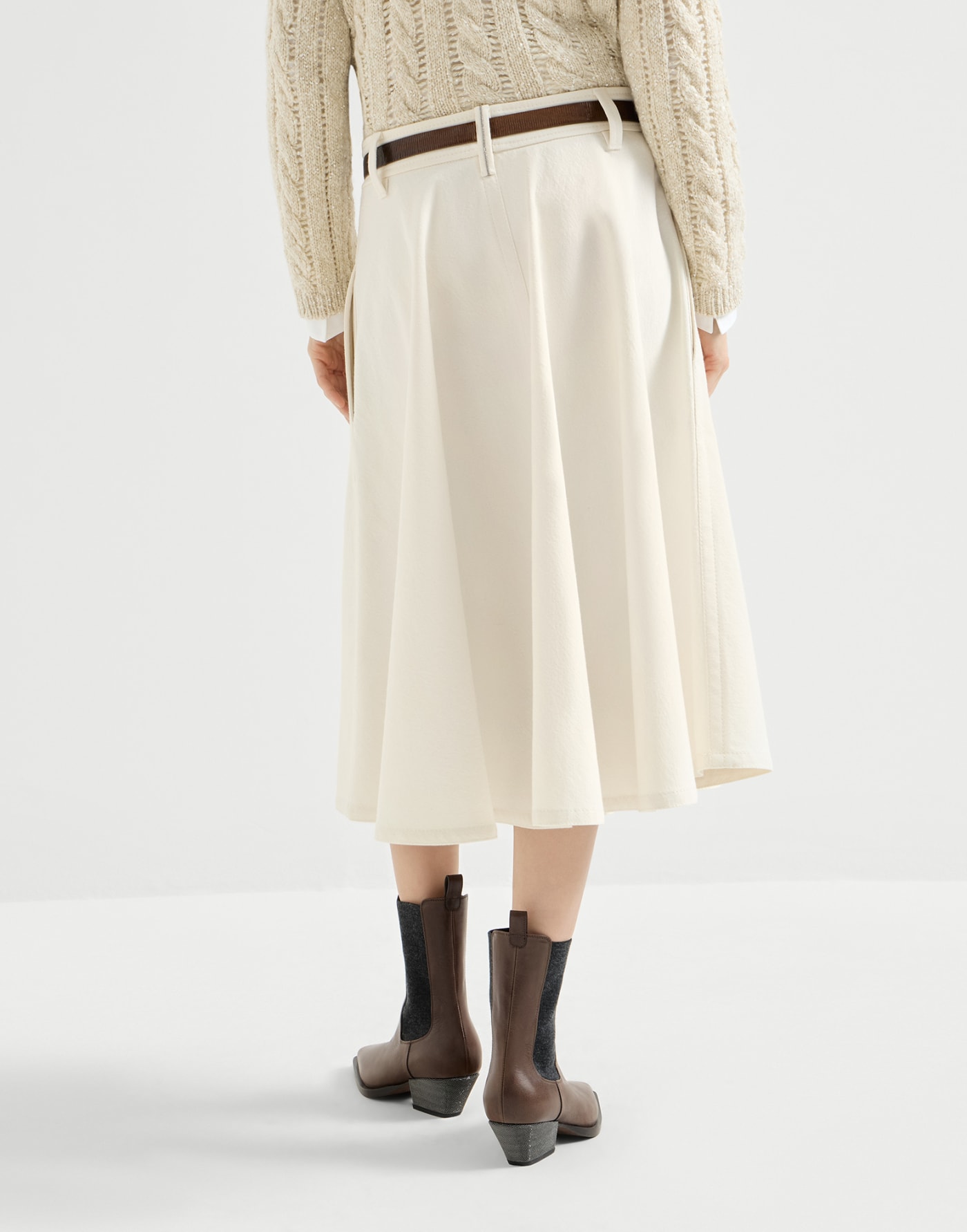Denim full skirt with monili Panama Woman - Brunello Cucinelli