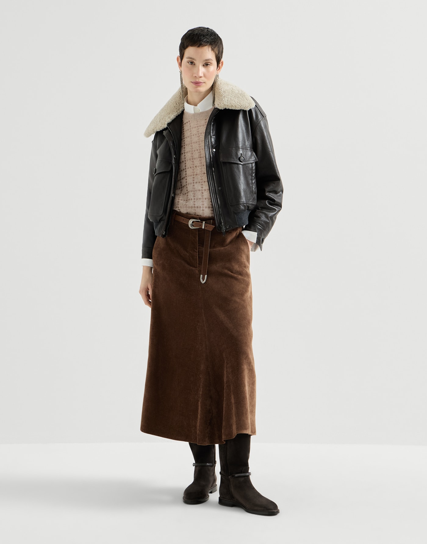 Corduroy flute skirt Cigar Woman - Brunello Cucinelli