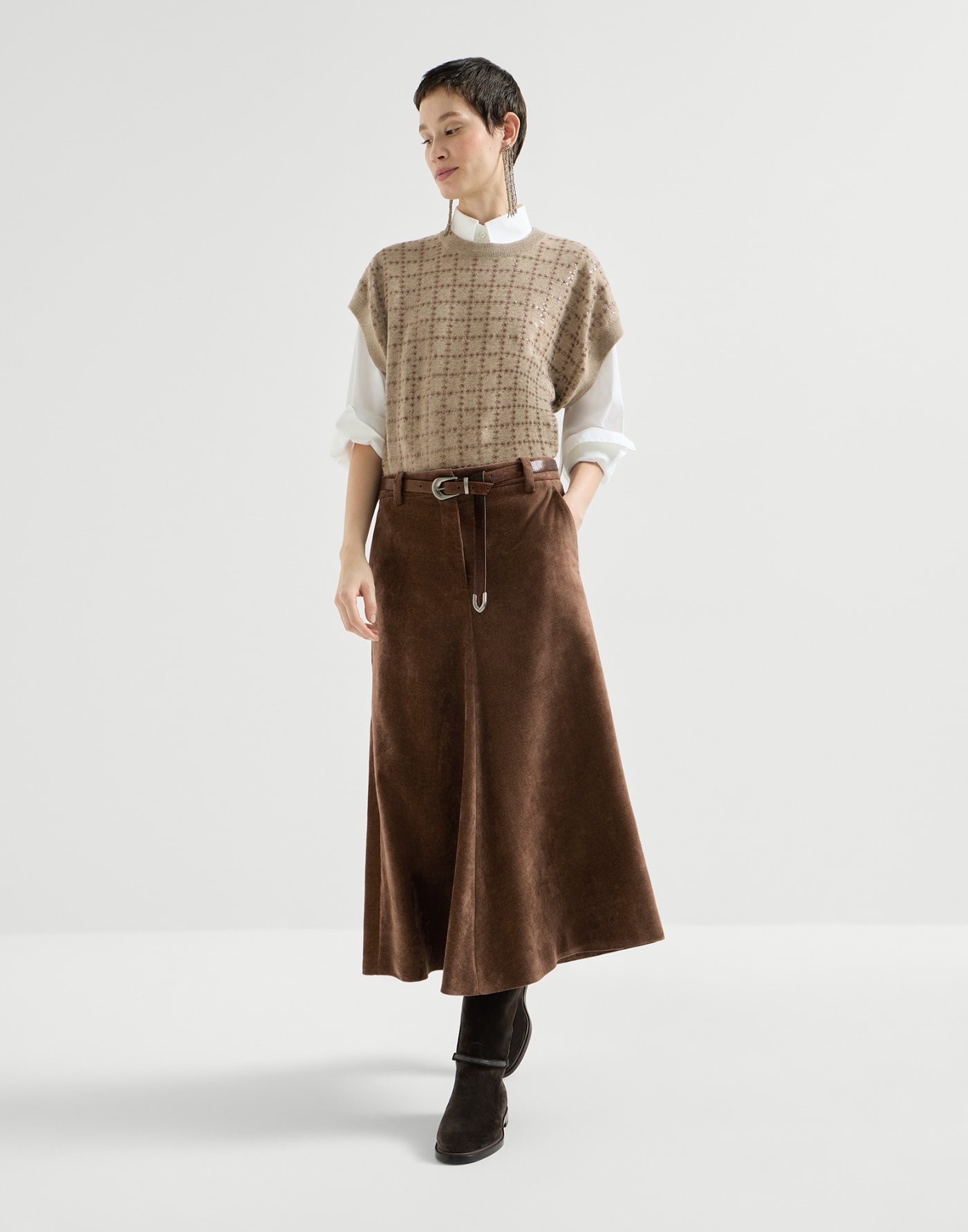 Corduroy flute skirt Cigar Woman - Brunello Cucinelli
