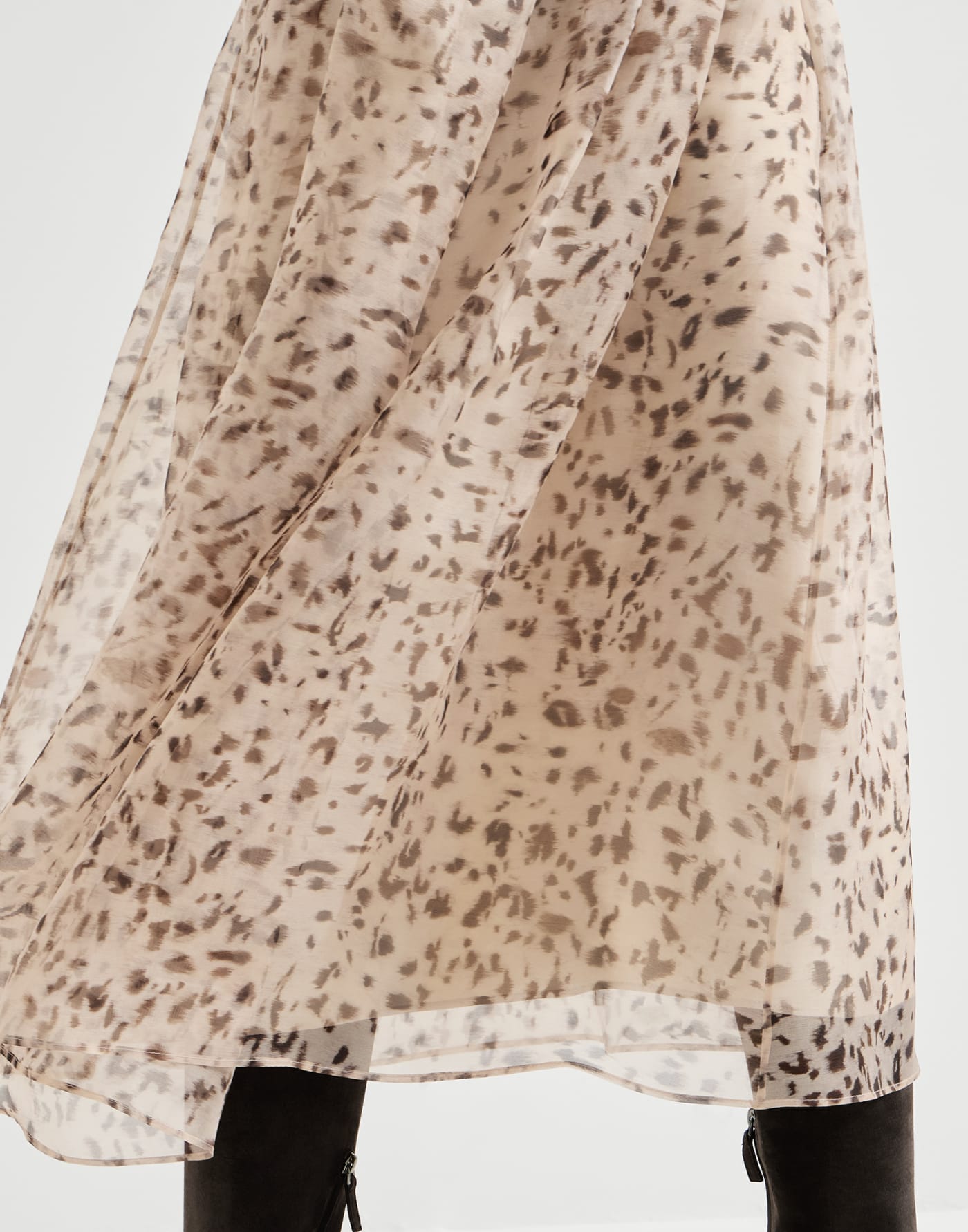 Lynx print organza skirt Beige Woman - Brunello Cucinelli