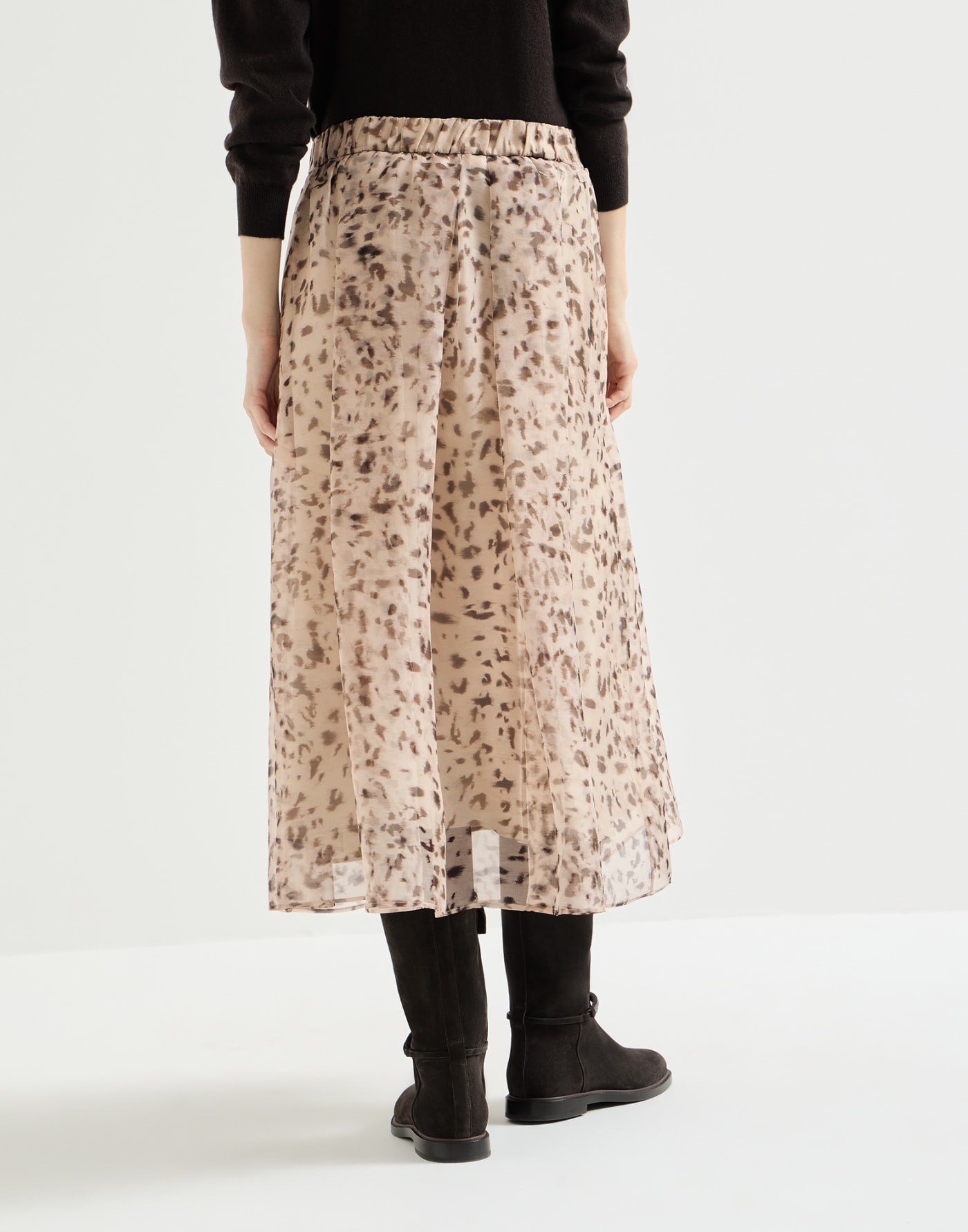 Lynx print organza skirt Beige Woman - Brunello Cucinelli
