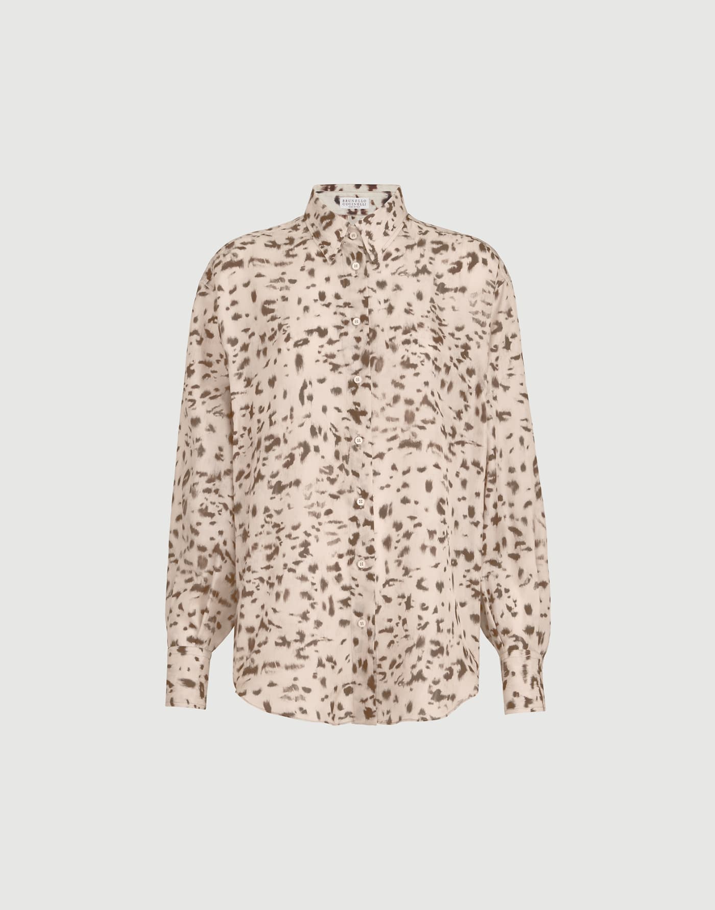 Camicia in pongée Lynx Print Beige Donna - Brunello Cucinelli