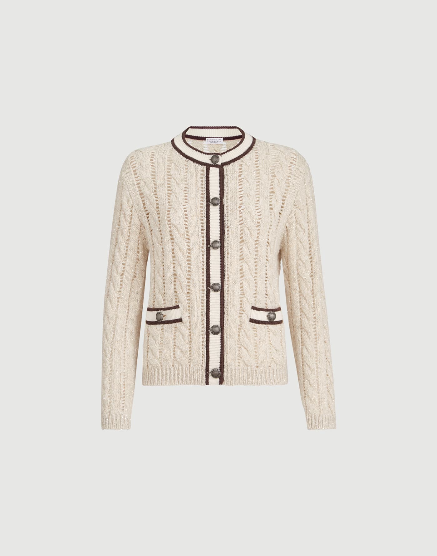 Cable knit cardigan Cream Woman - Brunello Cucinelli