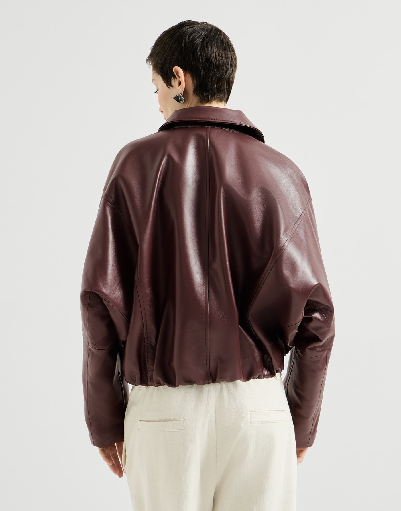 Nappa leather jacket Burgundy Woman - Brunello Cucinelli