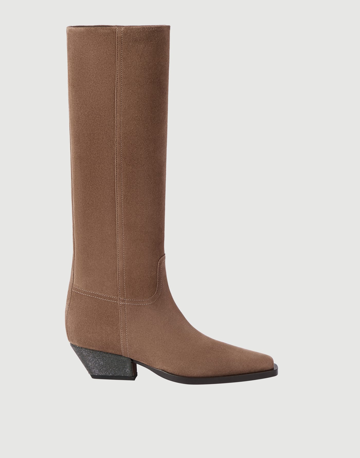 Suede boots with monili Caramel Woman - Brunello Cucinelli