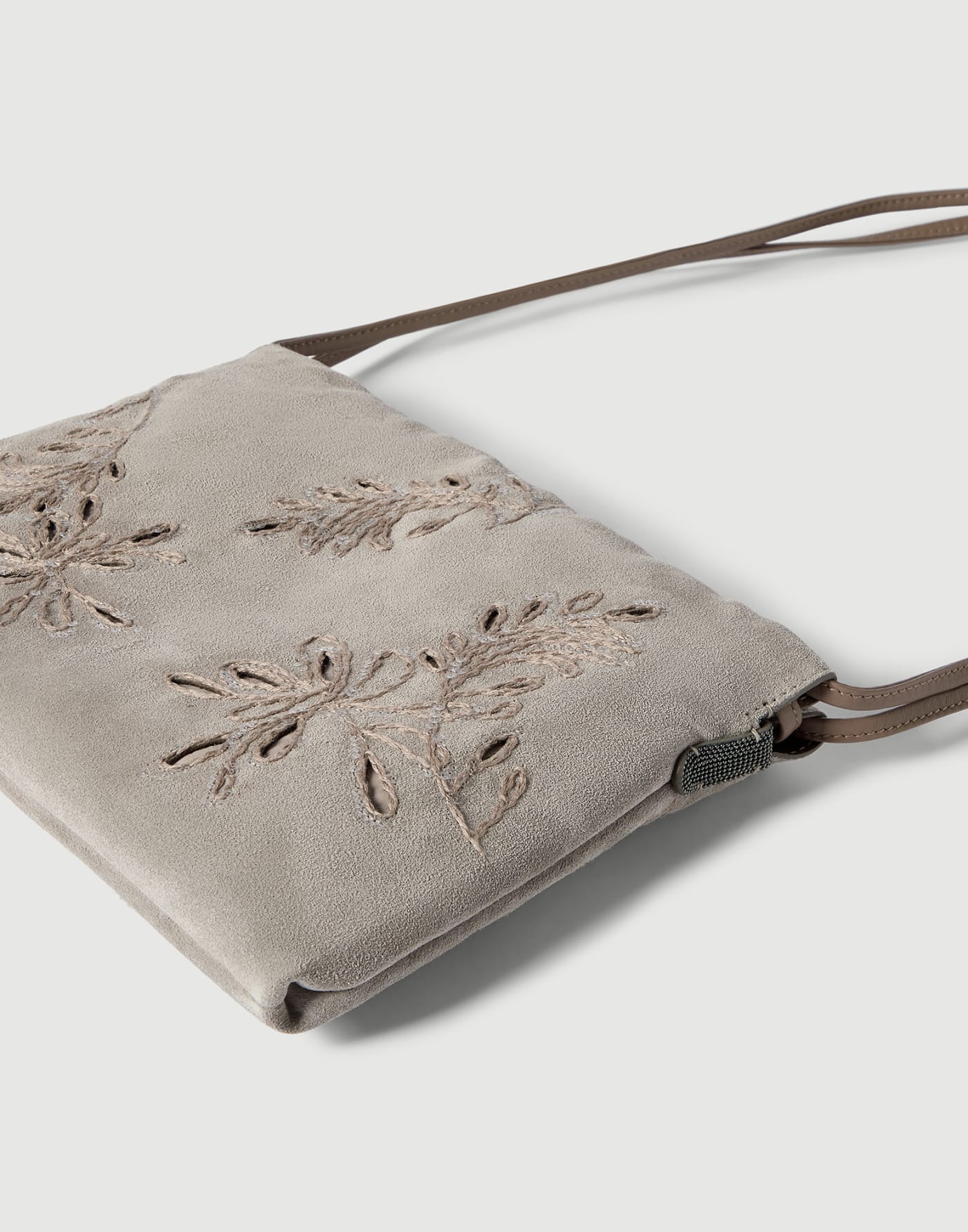 Pouch bag with broderie anglaise Light Grey Woman - Brunello Cucinelli