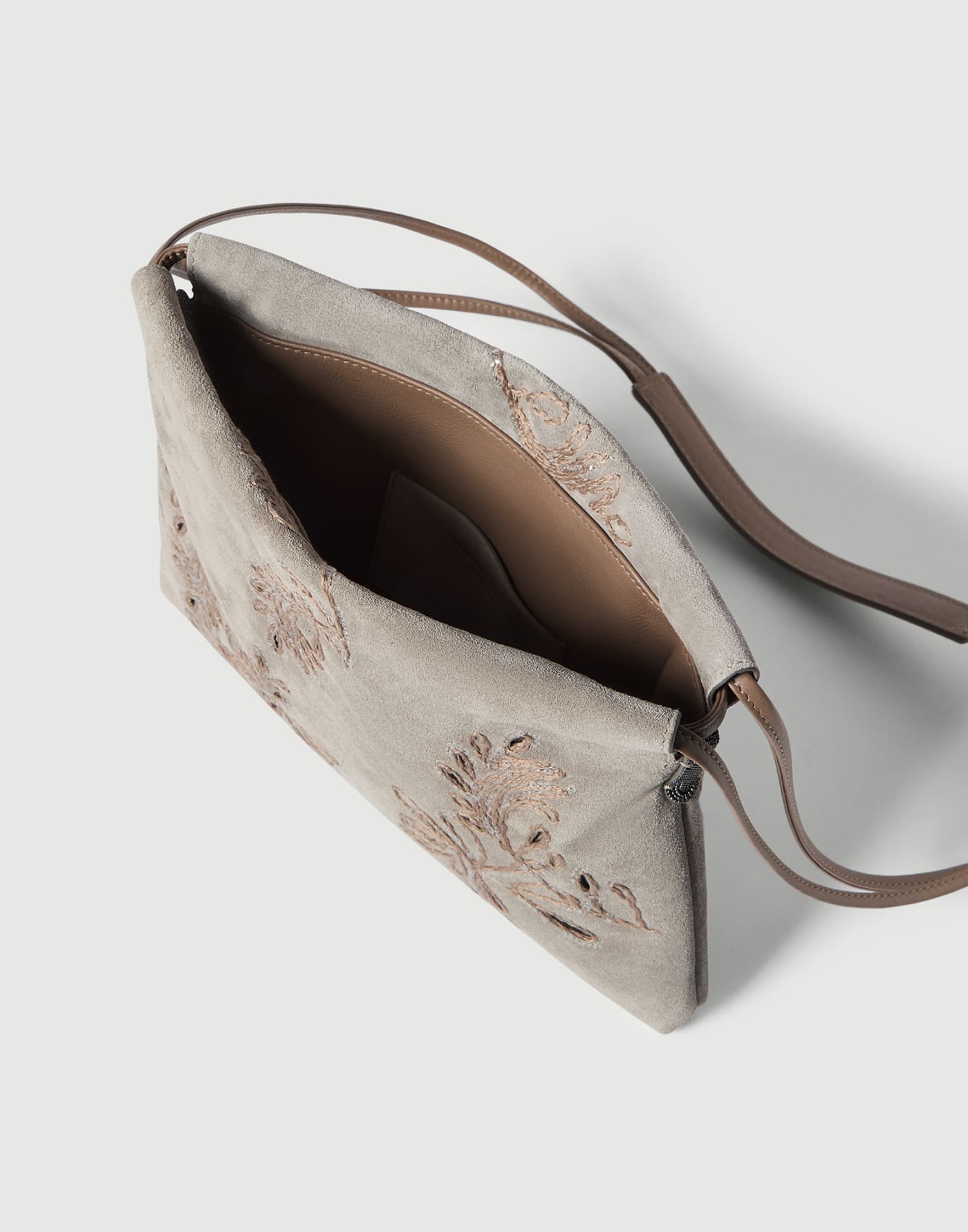 Pouch bag with broderie anglaise Light Grey Woman - Brunello Cucinelli