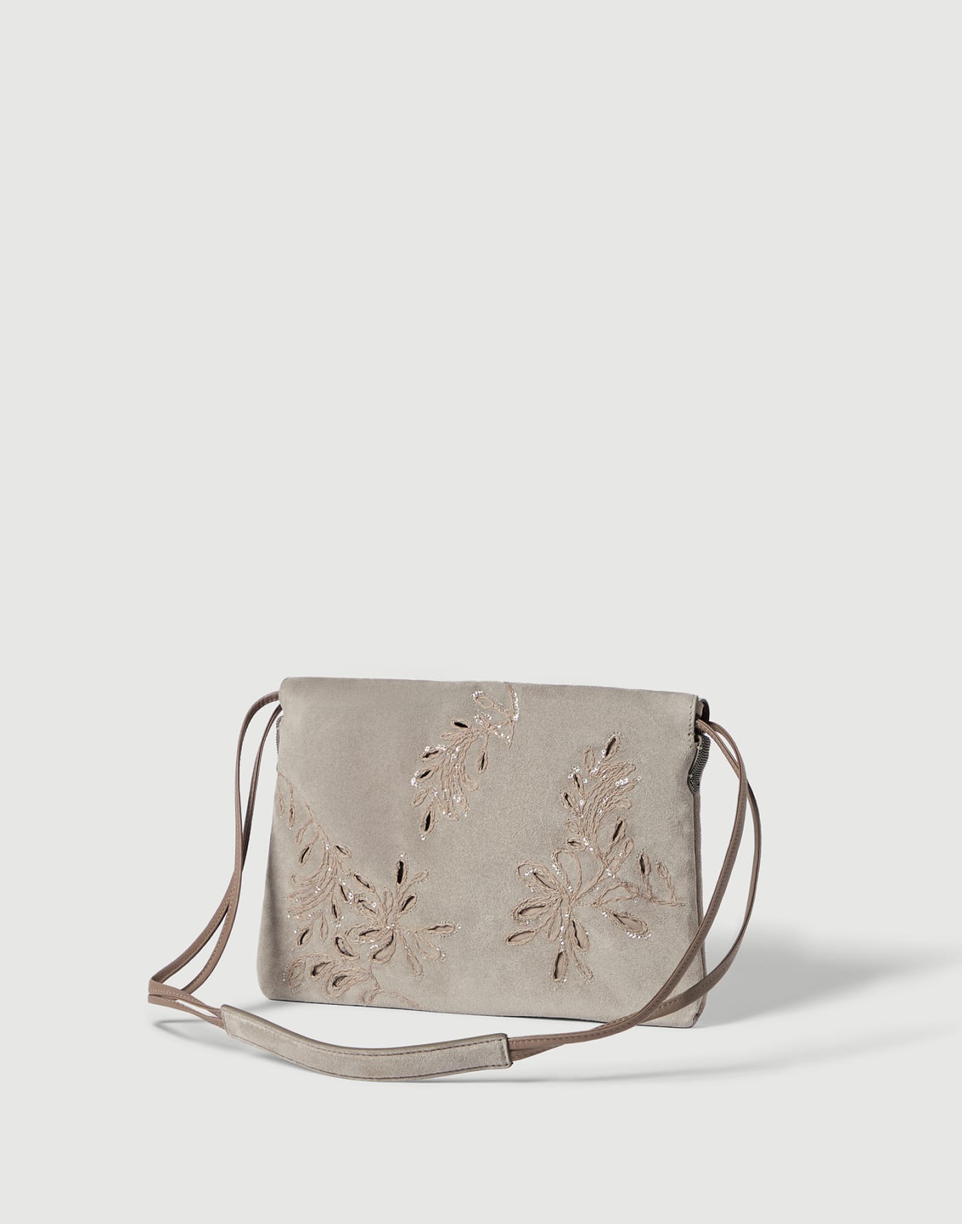 Pouch bag with broderie anglaise Light Grey Woman - Brunello Cucinelli
