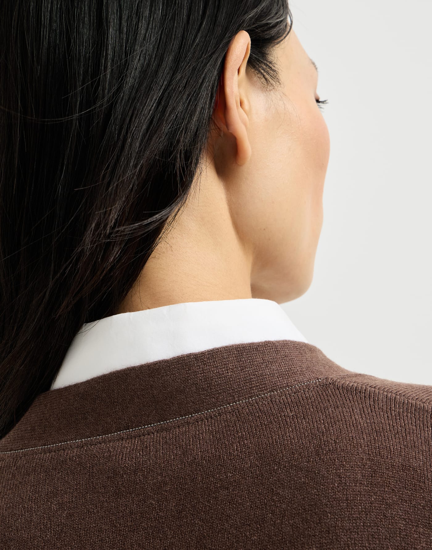 Cardigan in cashmere con monile Marrone Scuro Donna - Brunello Cucinelli