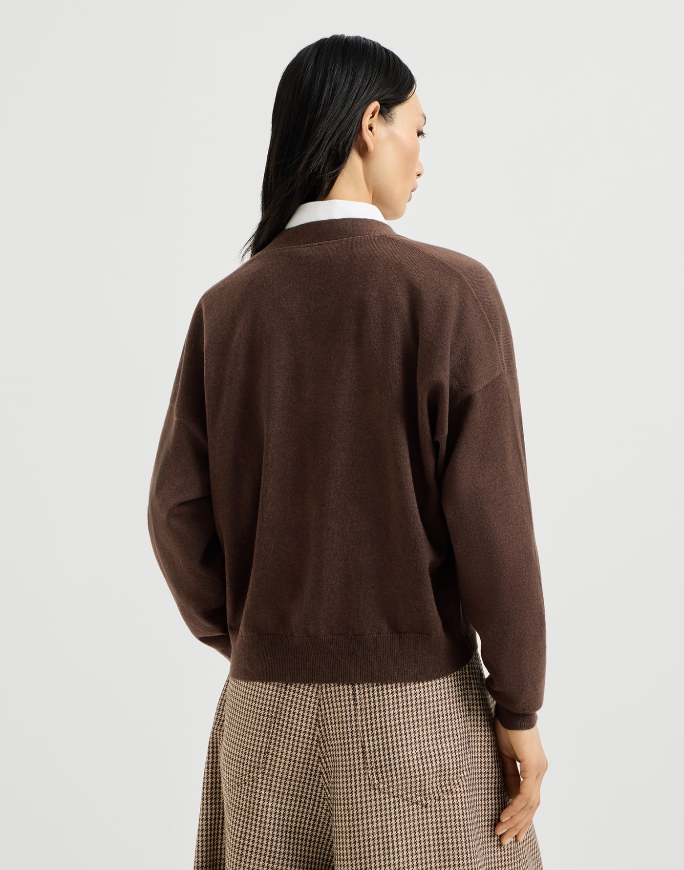Cardigan in cashmere con monile Marrone Scuro Donna - Brunello Cucinelli