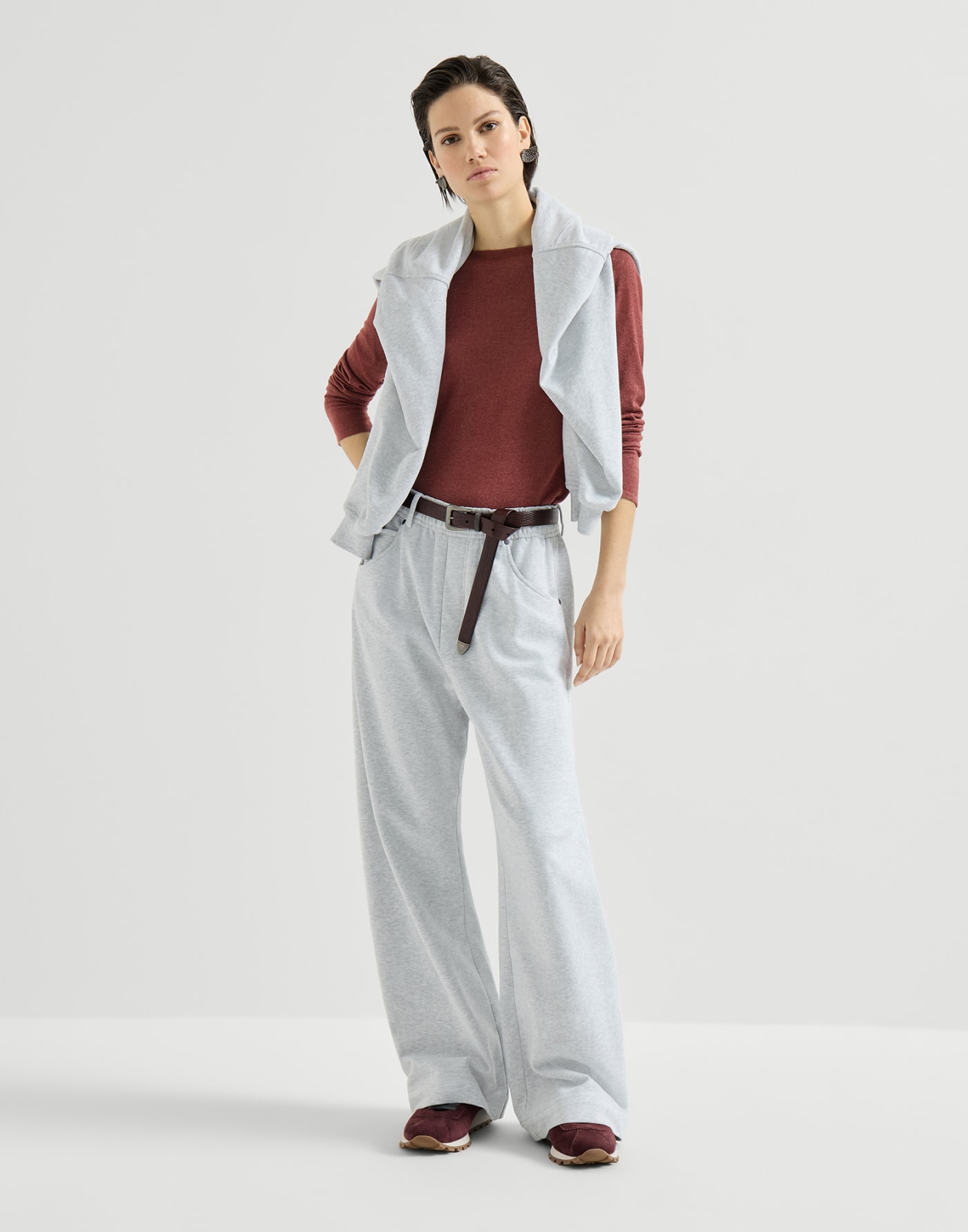 Jersey ligero de cachemir y seda Rojo rubí Mujer - Brunello Cucinelli