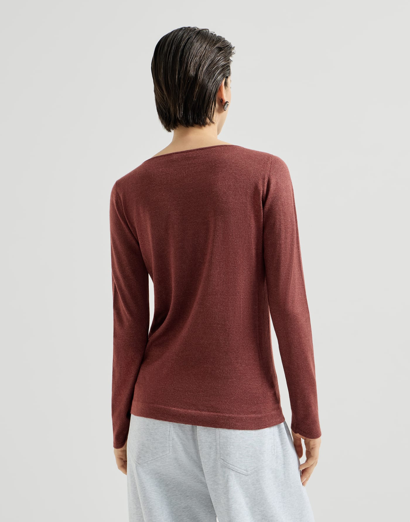 Jersey ligero de cachemir y seda Rojo rubí Mujer - Brunello Cucinelli