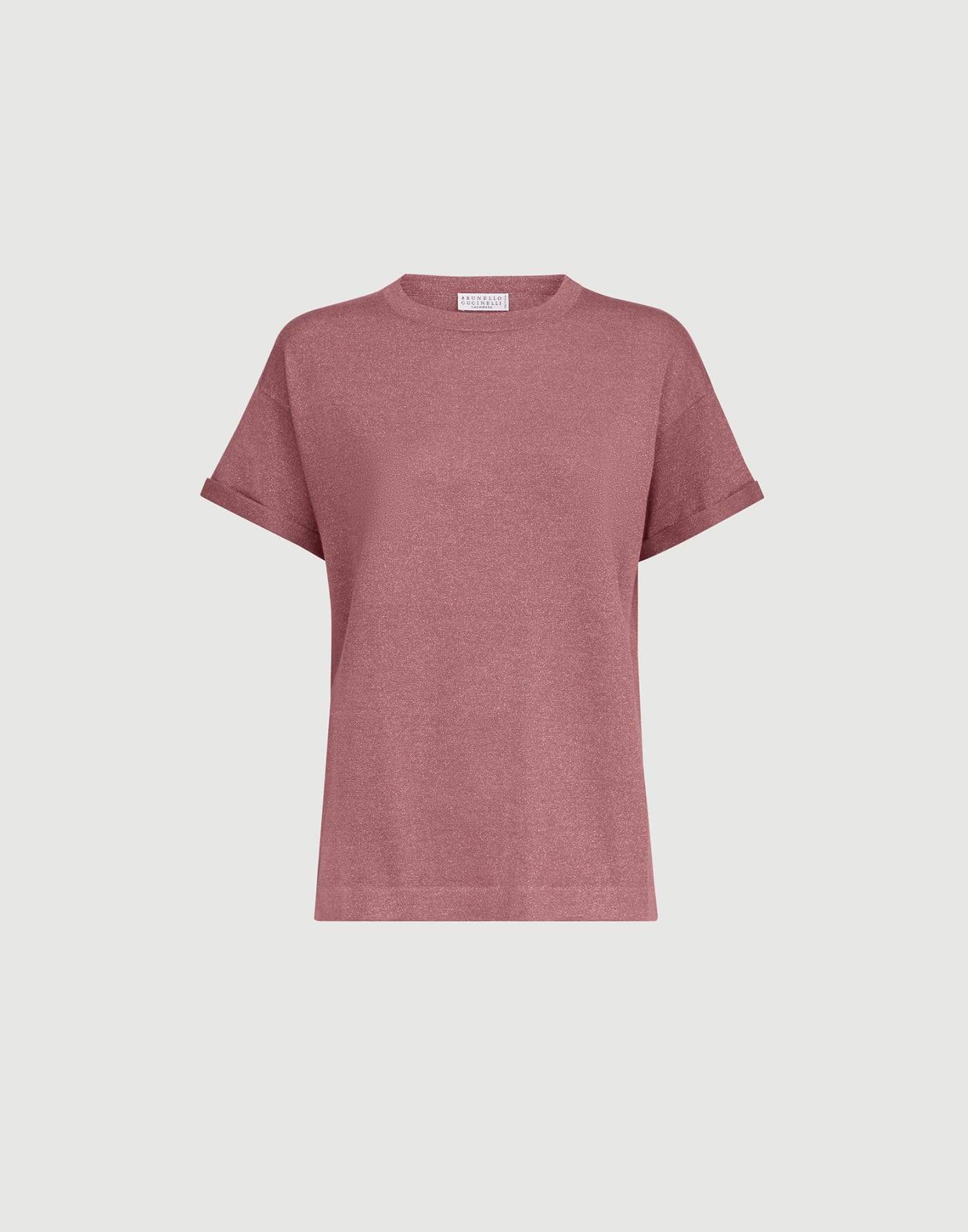 Cashmere and silk knit T-shirt Purple Woman - Brunello Cucinelli