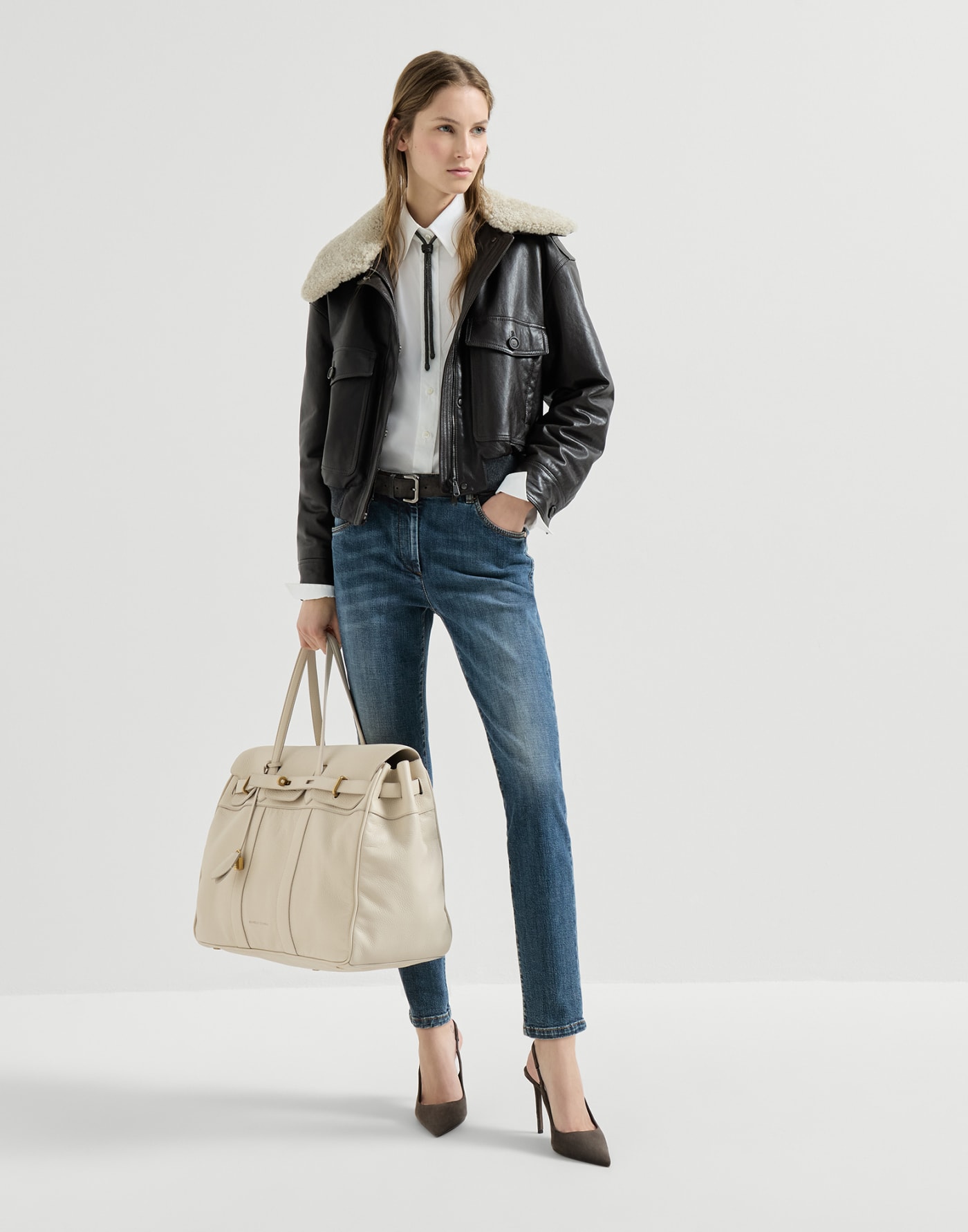 Slim fit five-pocket trousers Dark Denim Woman - Brunello Cucinelli