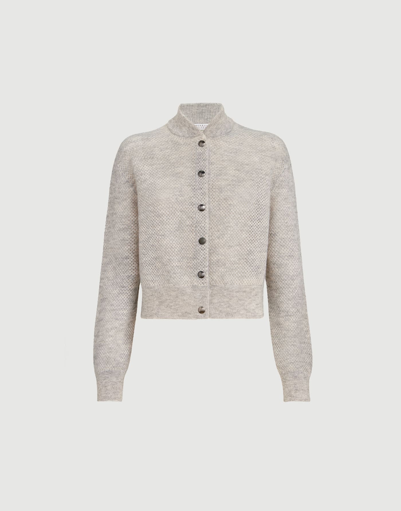 Cardigan Net in maglia double Sparkling Grigio Chiaro Donna - Brunello Cucinelli