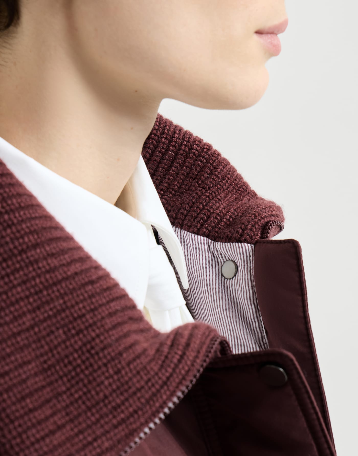 Taffeta down jacket Burgundy Woman - Brunello Cucinelli