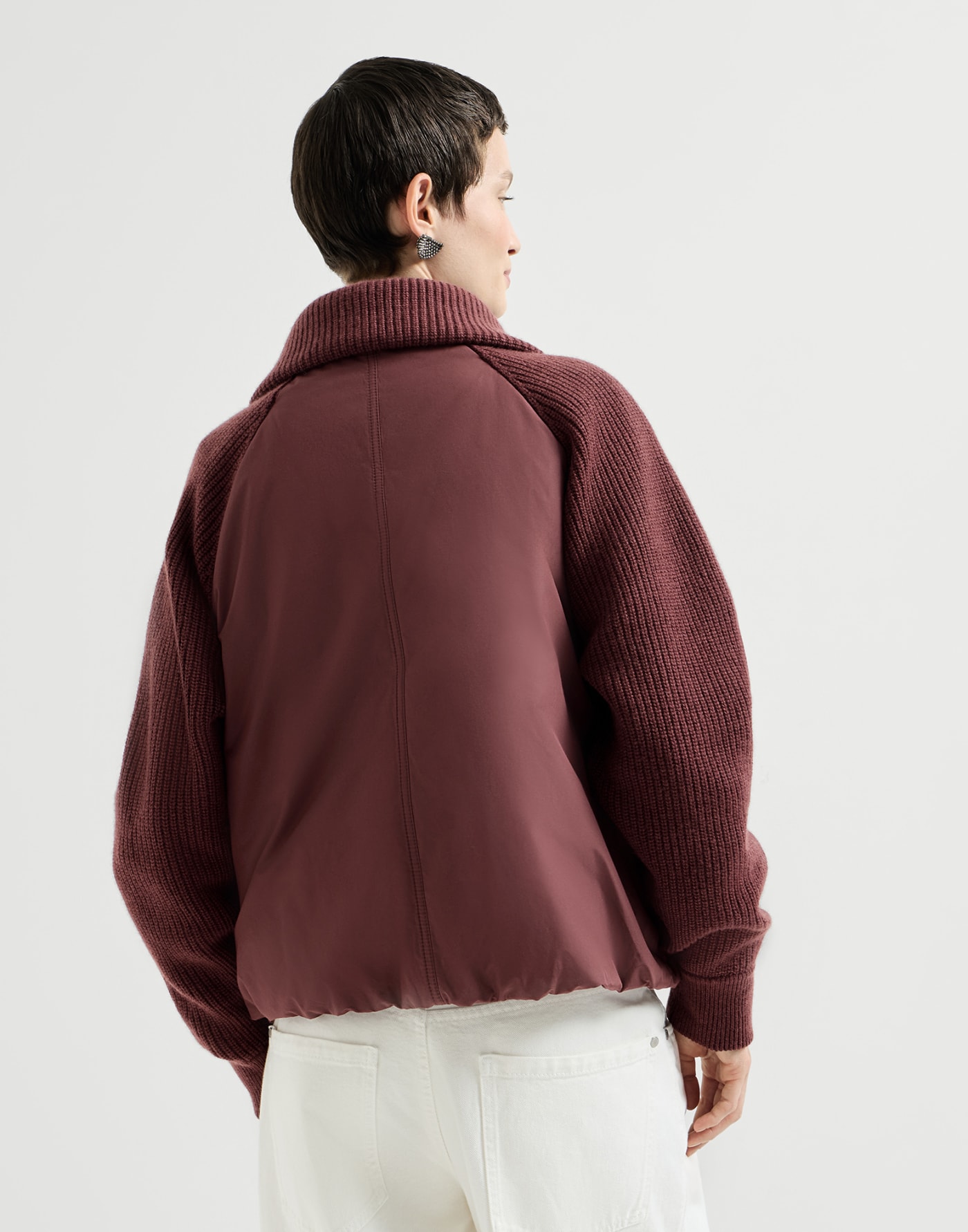 Taffeta down jacket Burgundy Woman - Brunello Cucinelli
