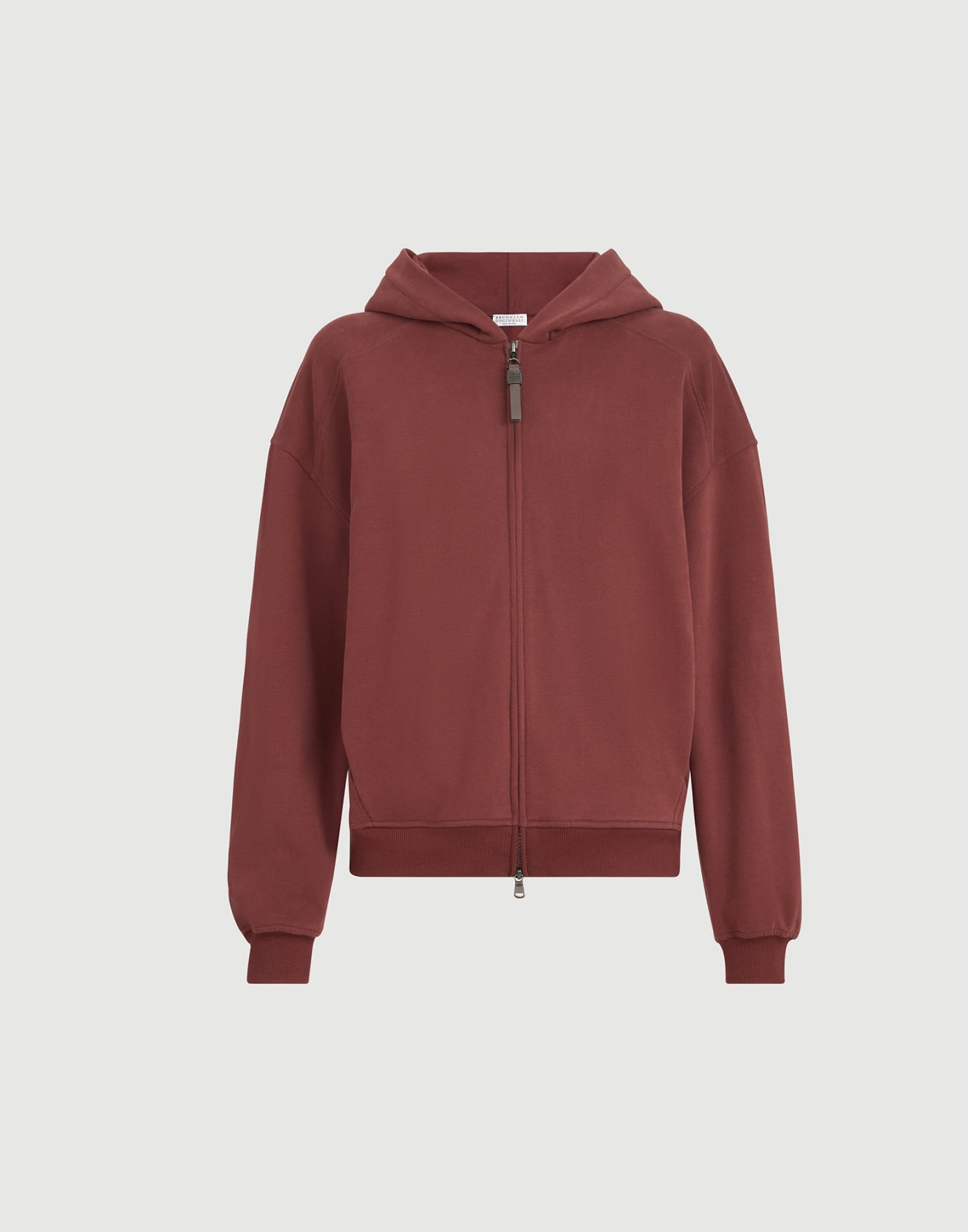 Smooth cotton French terry sweatshirt Wine Woman - Brunello Cucinelli