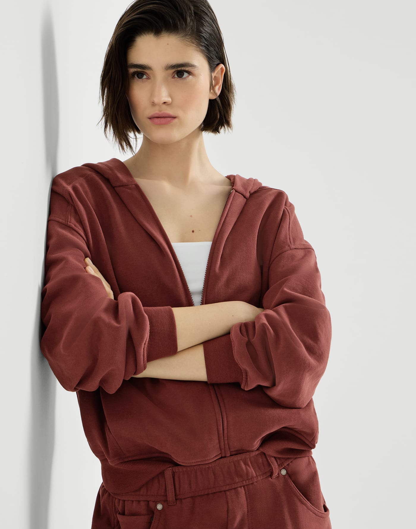 Smooth cotton French terry sweatshirt Wine Woman - Brunello Cucinelli