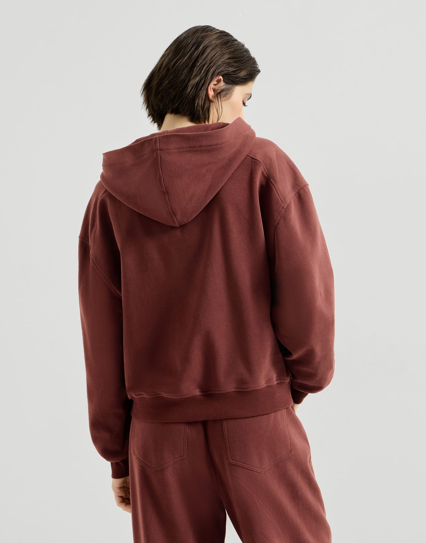 Smooth cotton French terry sweatshirt Wine Woman - Brunello Cucinelli
