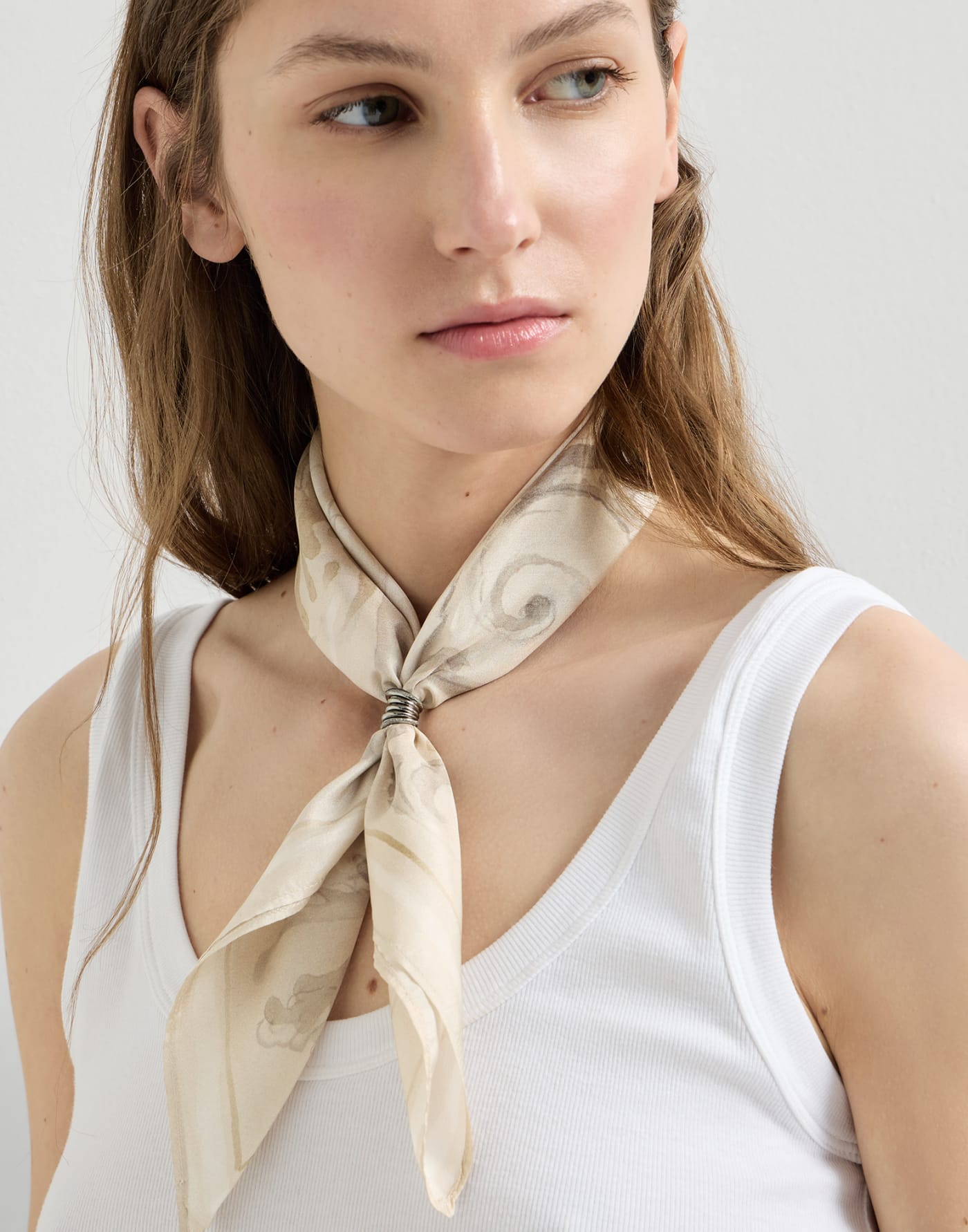 Mediterranea scarf with ring Shell Lifestyle - Brunello Cucinelli