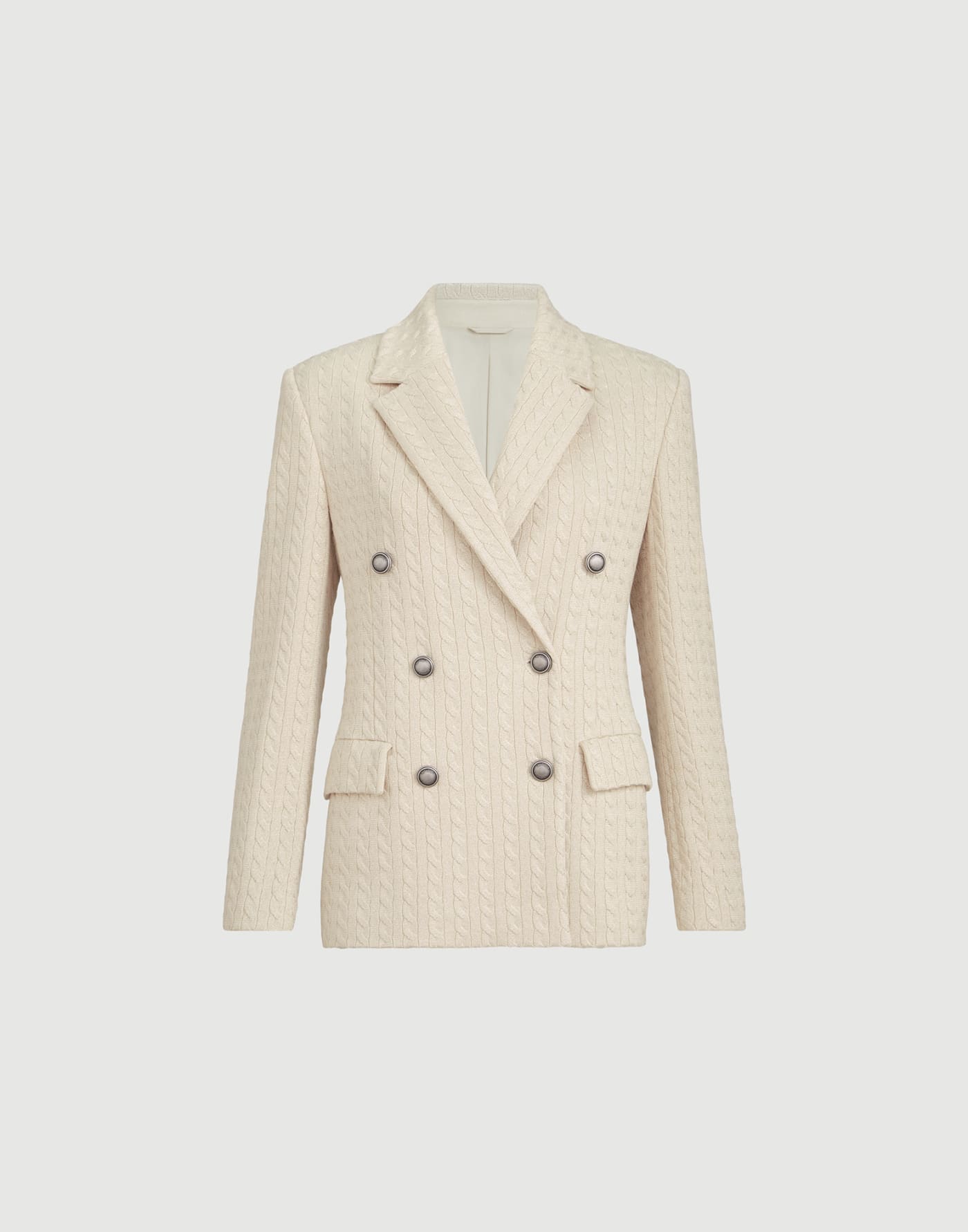Sparkling knit blazer with monili Cream Woman - Brunello Cucinelli