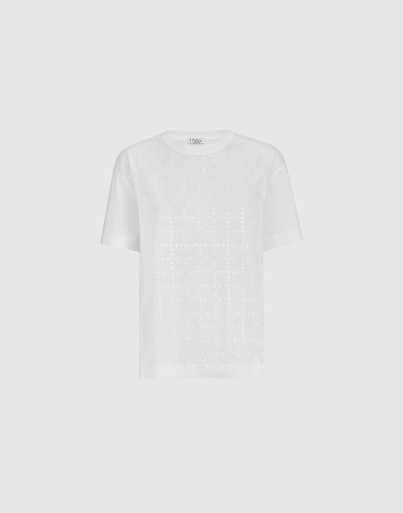 Dazzling windowpane embroidery T-shirt White Woman - Brunello Cucinelli