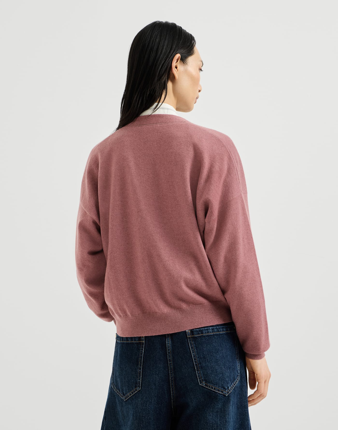 Cashmere cardigan with monili Purple Woman - Brunello Cucinelli