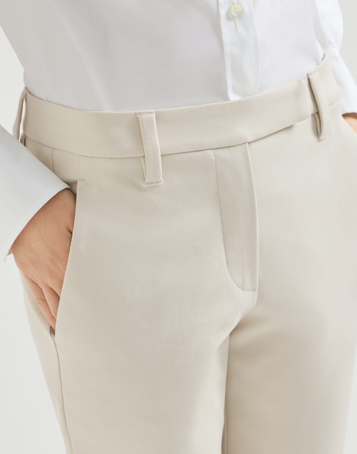 Stretch cotton cover trousers Milk Woman - Brunello Cucinelli