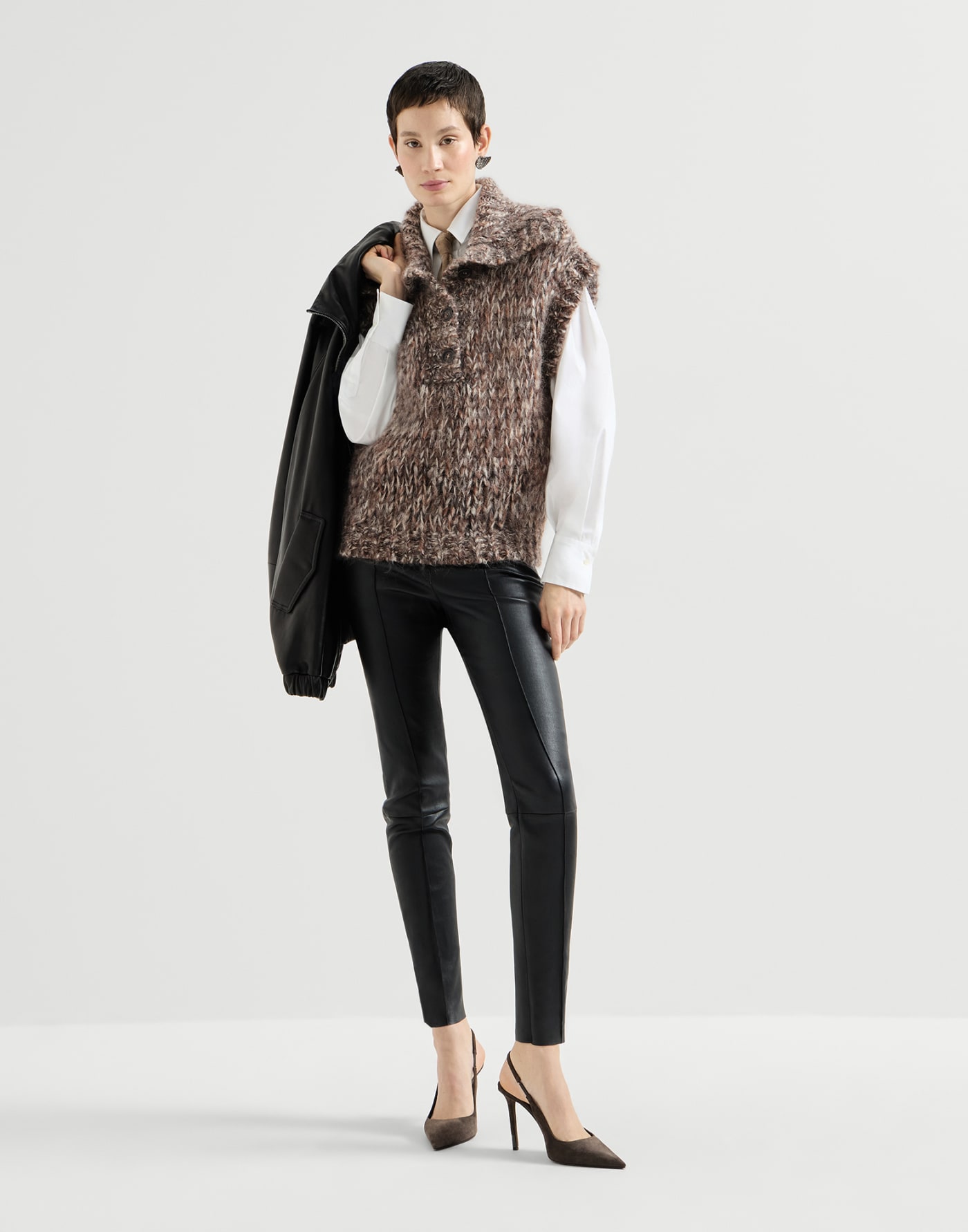 Stretch nappa leggings Black Woman - Brunello Cucinelli