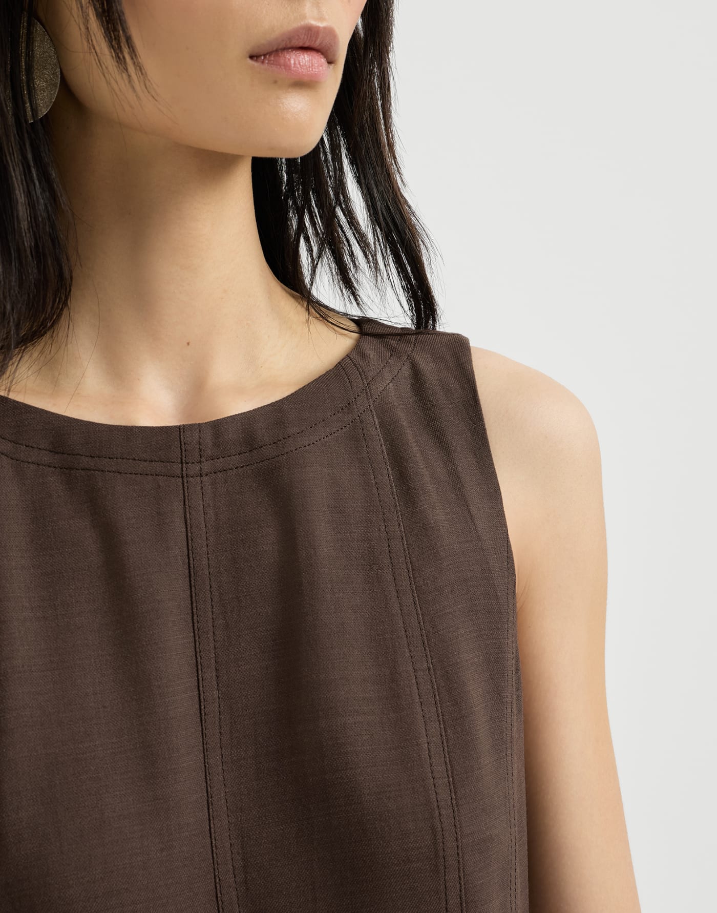 Fluid twill flared dress Brown Woman - Brunello Cucinelli