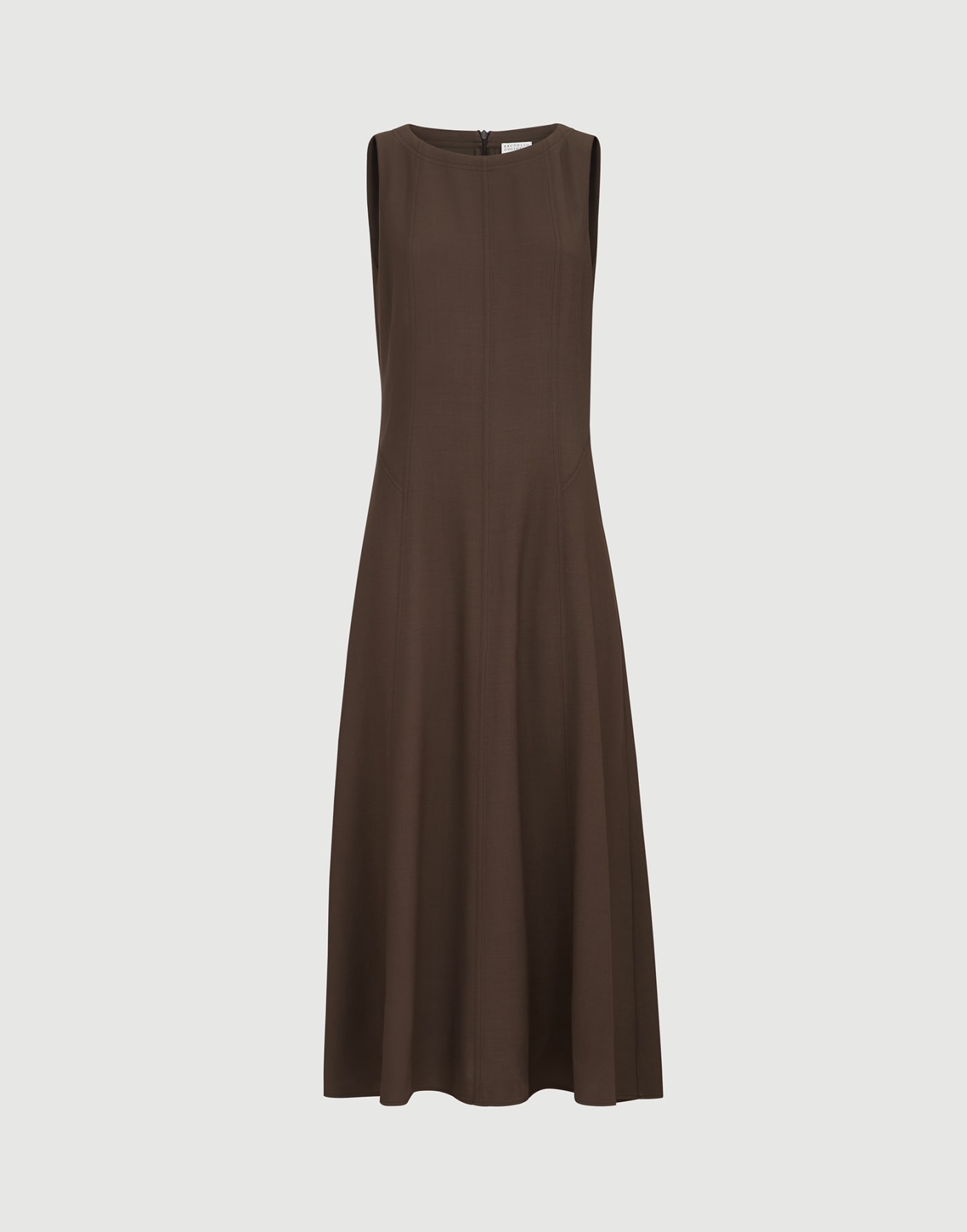 Fluid twill flared dress Brown Woman - Brunello Cucinelli