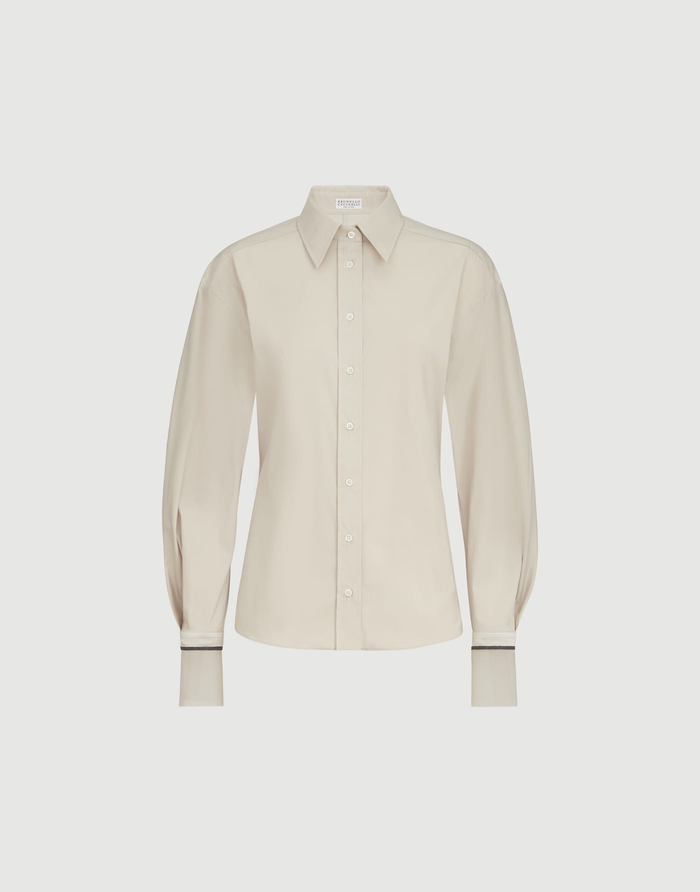 Poplin shirt with silk cuffs Ivory Woman - Brunello Cucinelli
