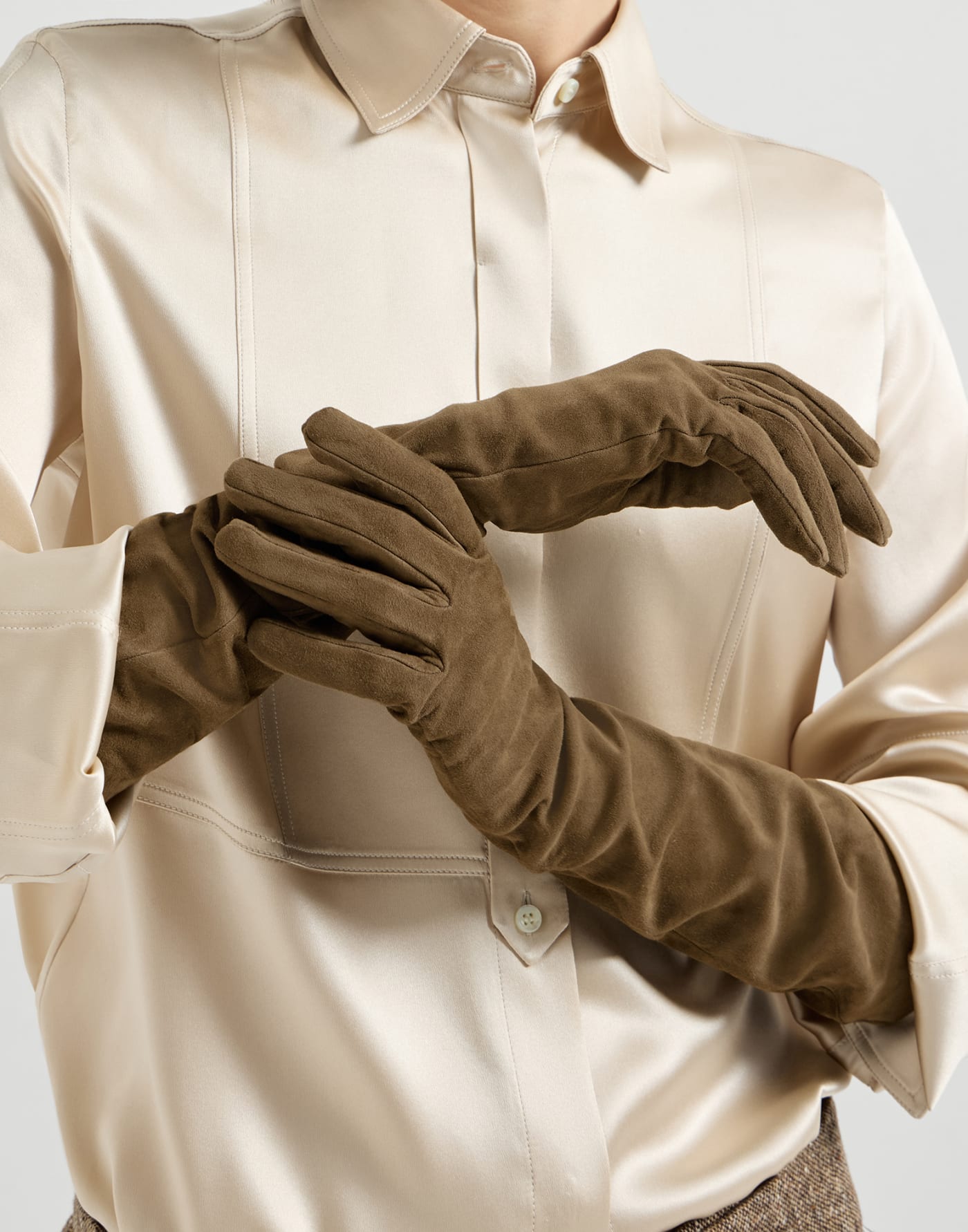 Suede long gloves Origano Woman - Brunello Cucinelli