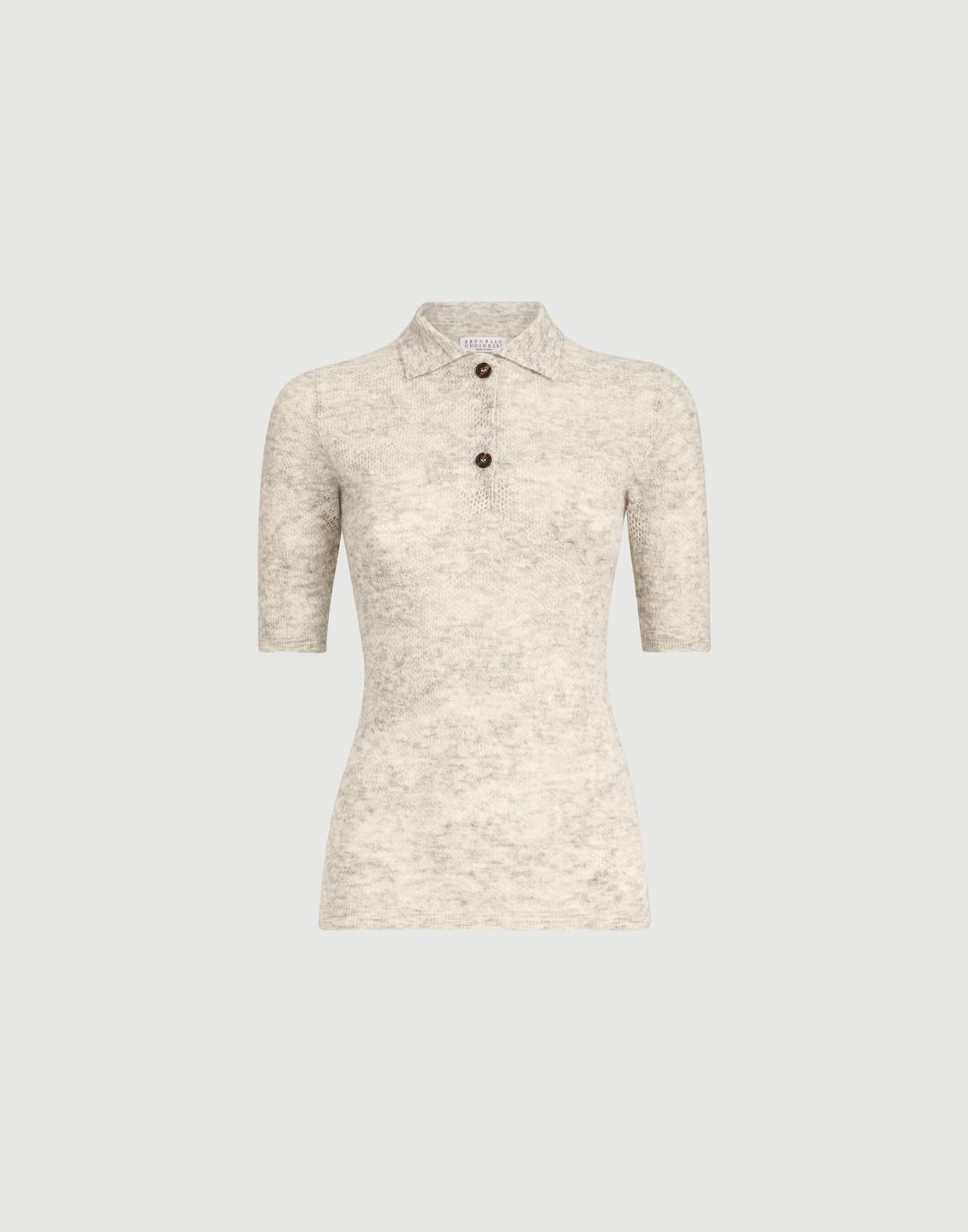 Flower lace knit polo Fog Woman - Brunello Cucinelli