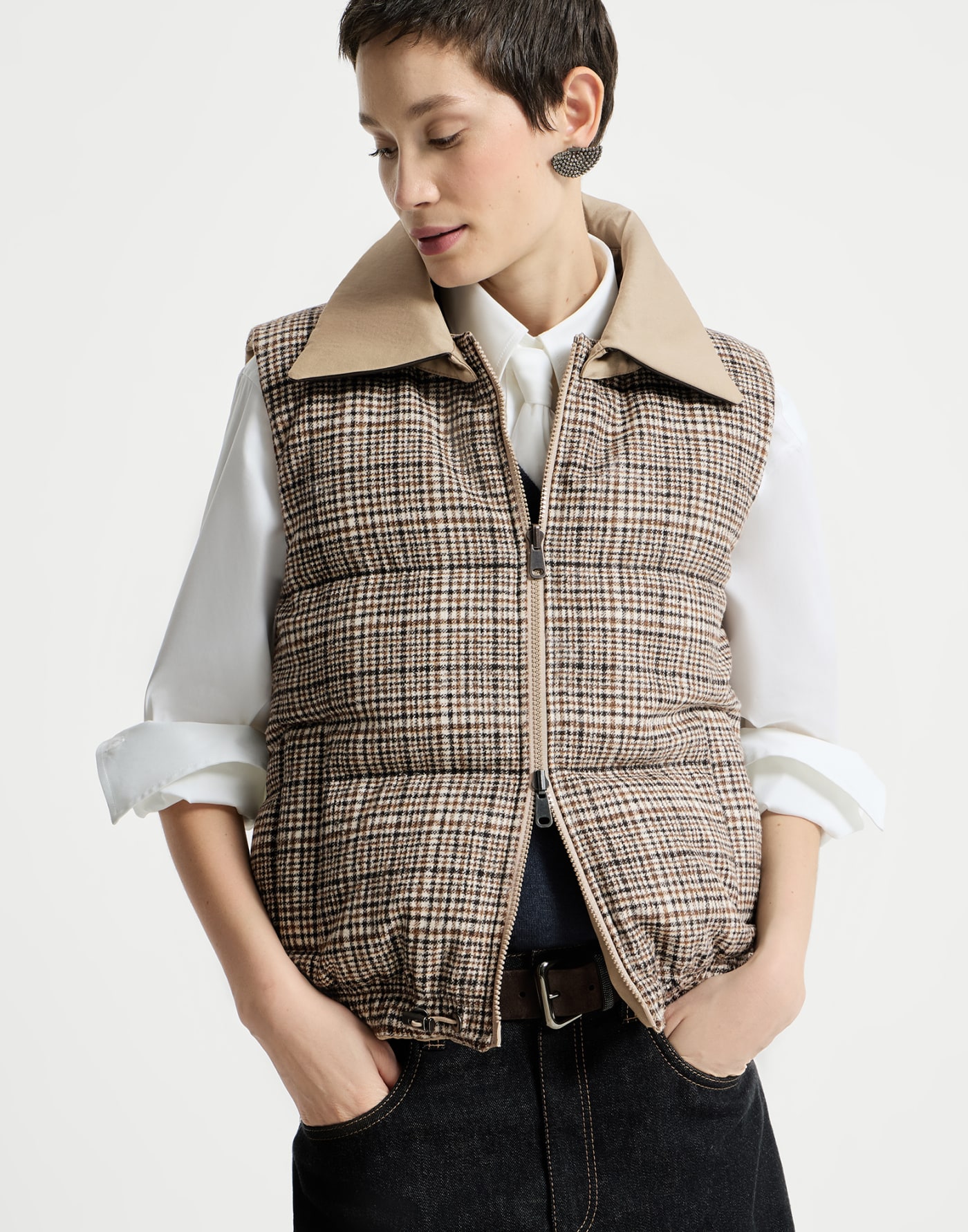Reversible down vest Camel Woman - Brunello Cucinelli