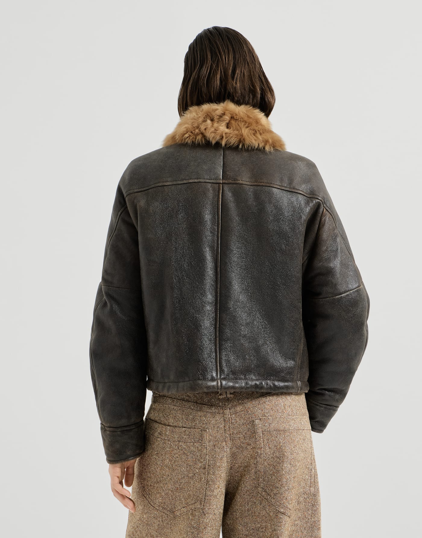 シアーリング アヴィエータージャケット ブラウン レディース - Brunello Cucinelli