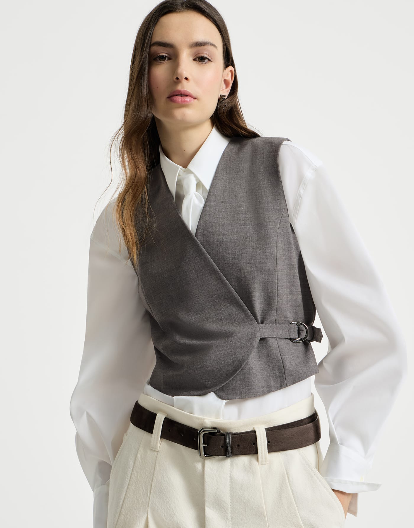 Tropical Luxury wool vest Dark Grey Woman - Brunello Cucinelli