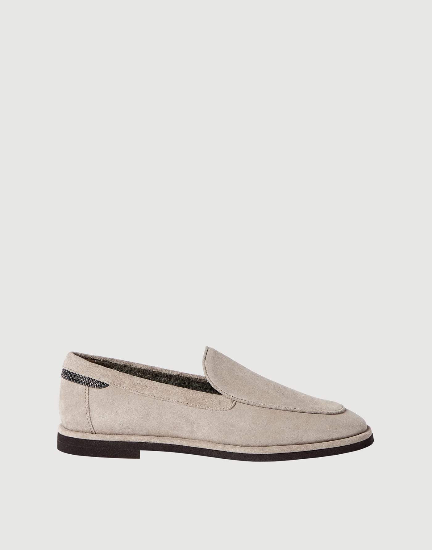 Suede loafers with monili Light Grey Woman - Brunello Cucinelli