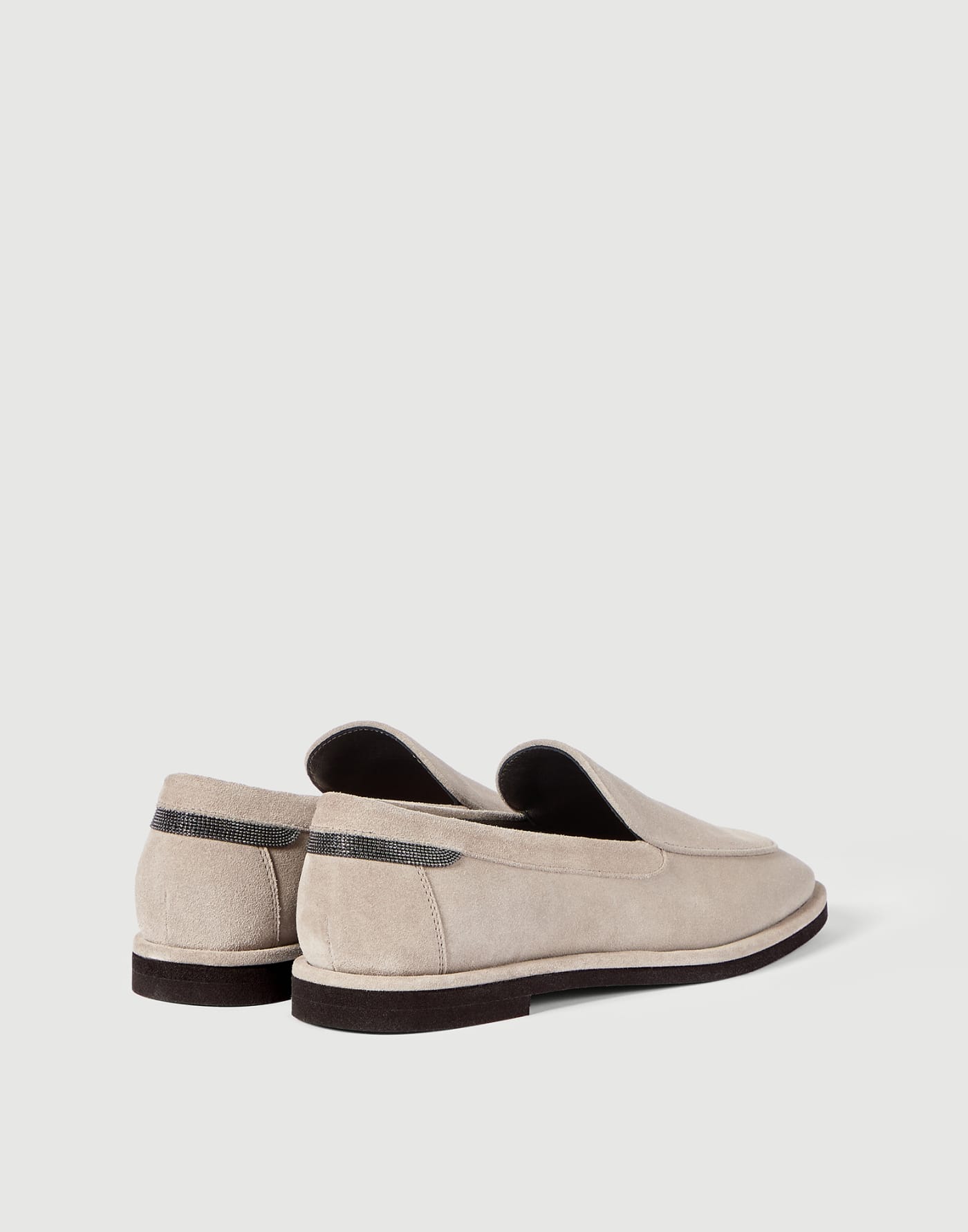 Suede loafers with monili Light Grey Woman - Brunello Cucinelli