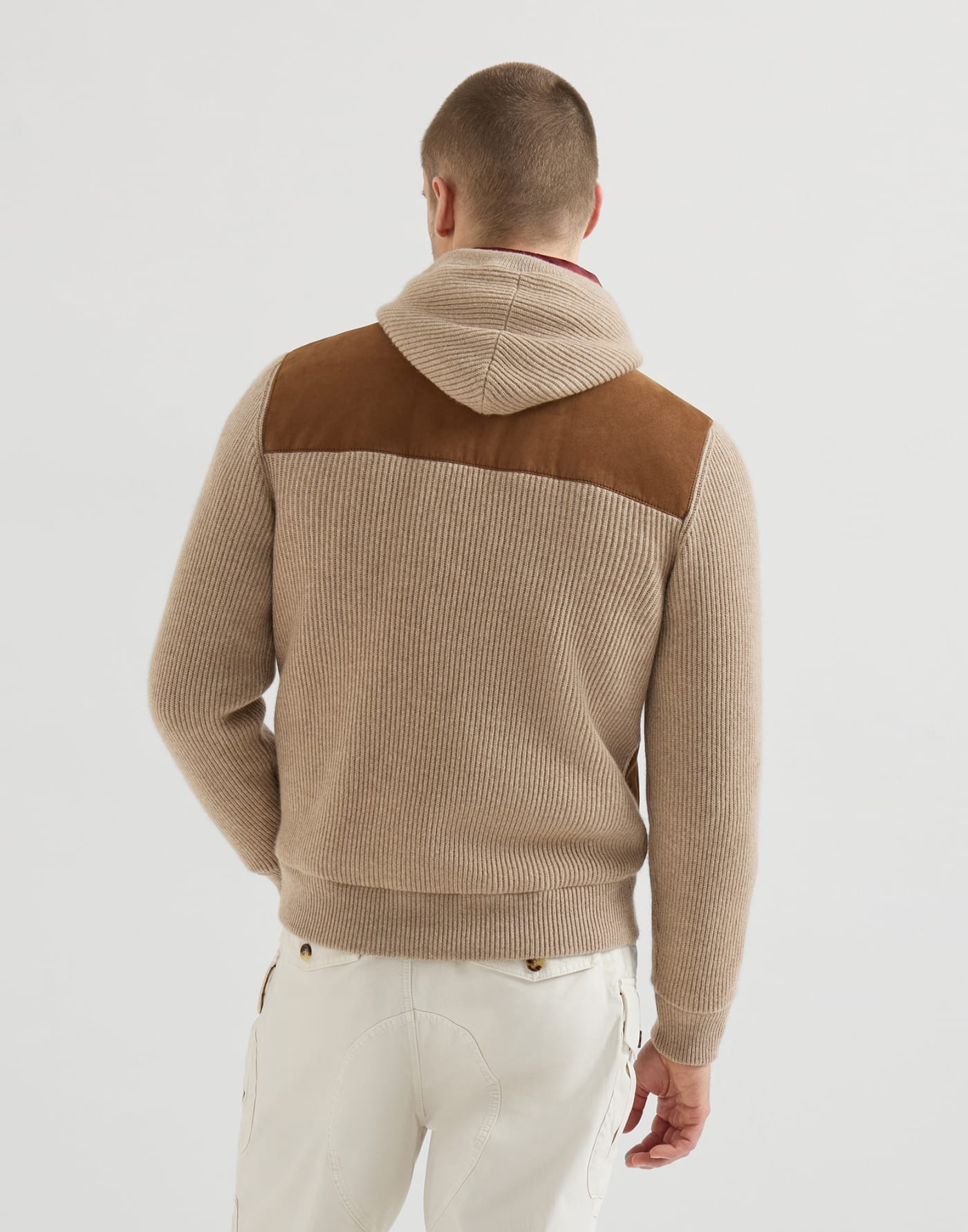 Suede bomber jacket with quilting Brown Man - Brunello Cucinelli